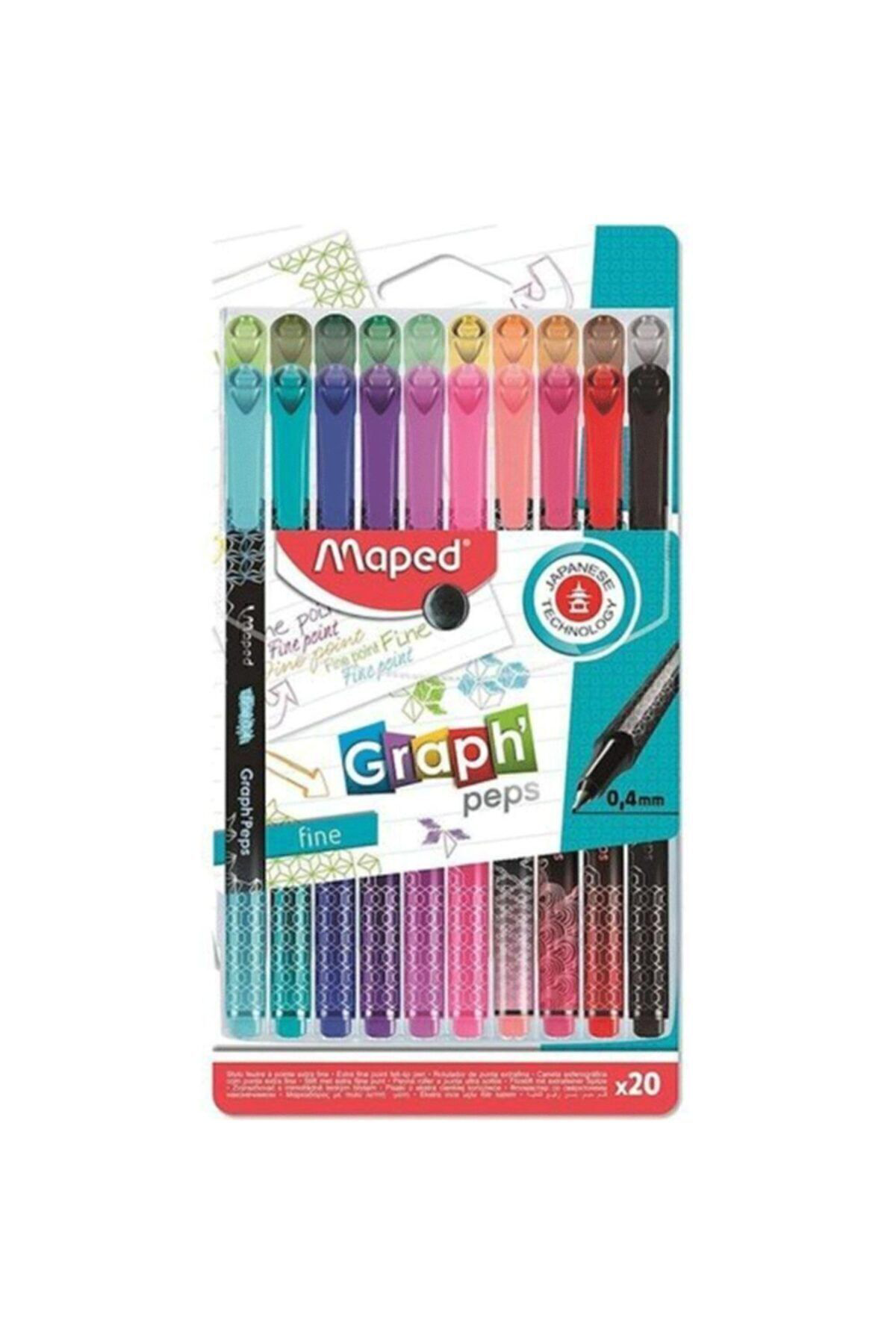 Desenli Fineliner Keçe Uç Kalem Fine 0.4mm 20 Renk Askılı Paket 3