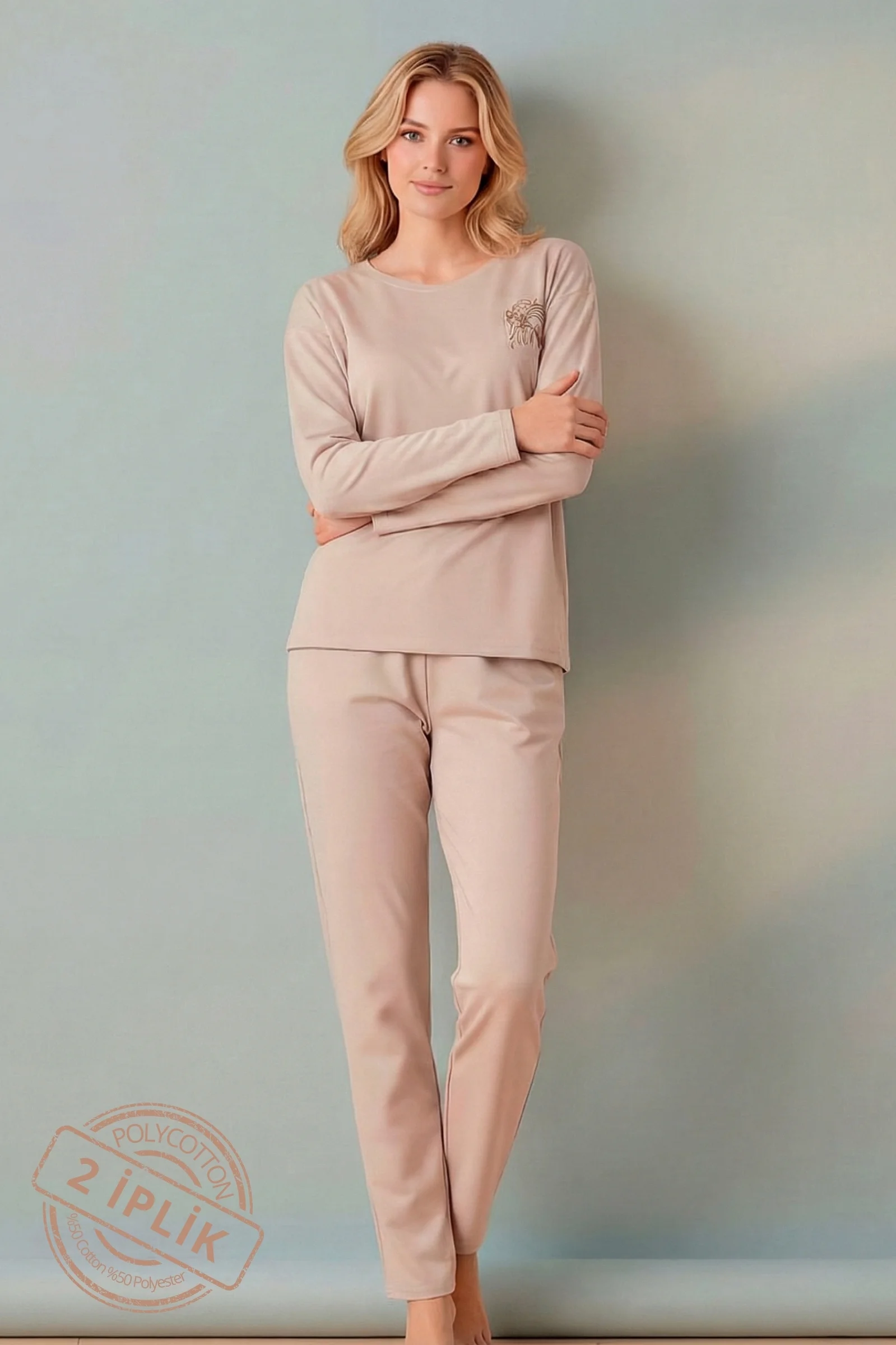 Desenli İki İplik Uzun Kollu Kışlık Örme Kadın Pijama Takımı, Bej, 3XL Fiyatı, Yorumları ve Özellikleri