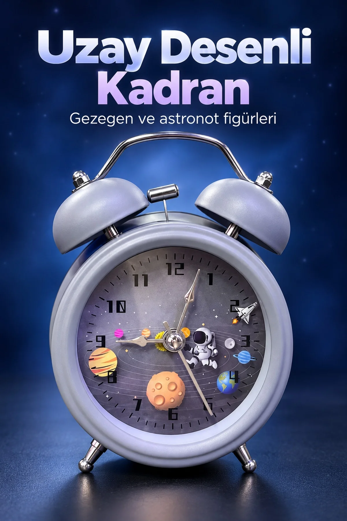 Desenli Kadranlı Analog Masa Saati Alarm Özellikli Desenli Kadranlı Analog Masa Saati Alarm Özellikli - Görsel 3