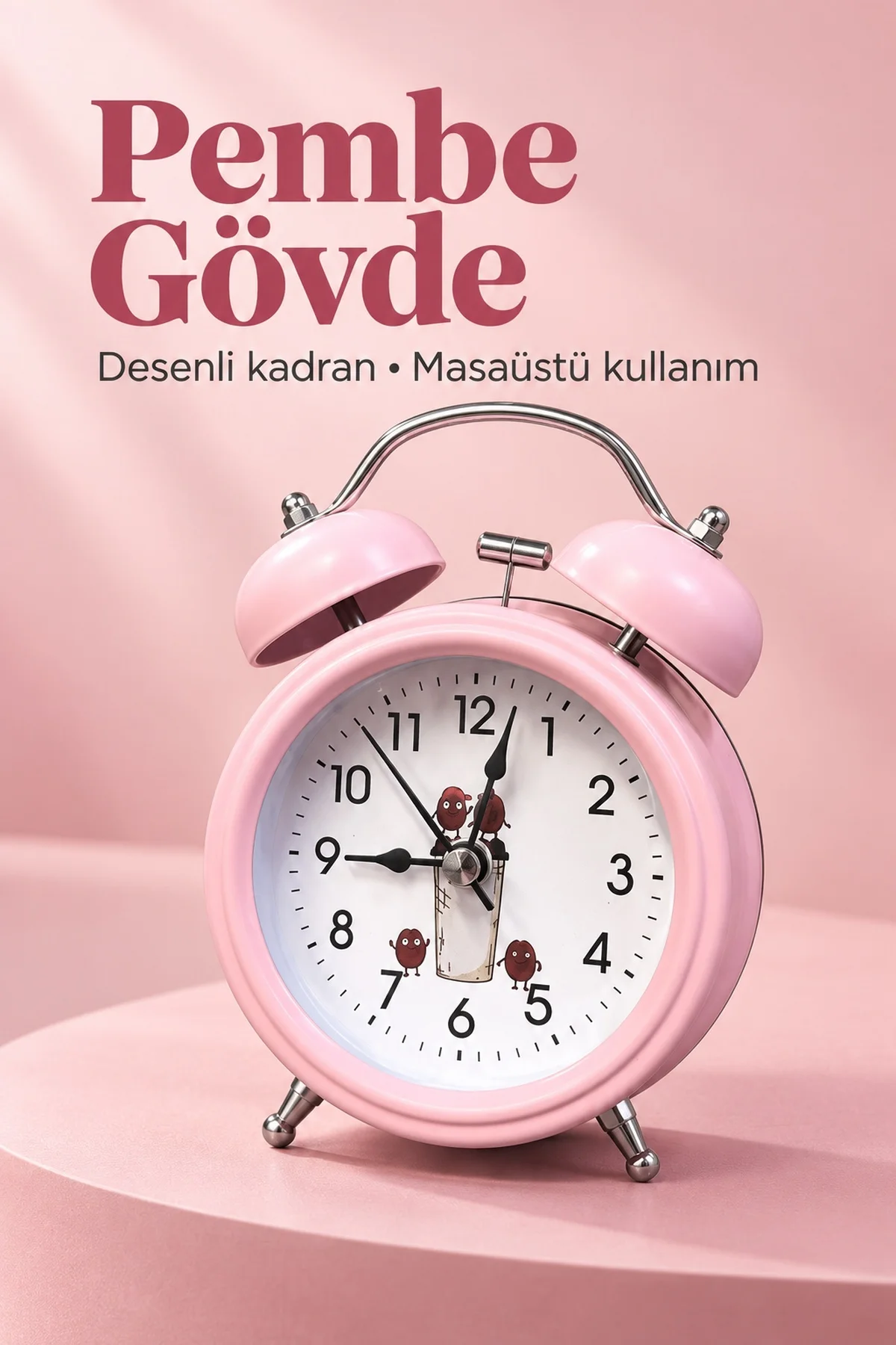 Desenli Kadranlı Analog Masa Saati Alarm Özellikli Desenli Kadranlı Analog Masa Saati Alarm Özellikli - Görsel 4