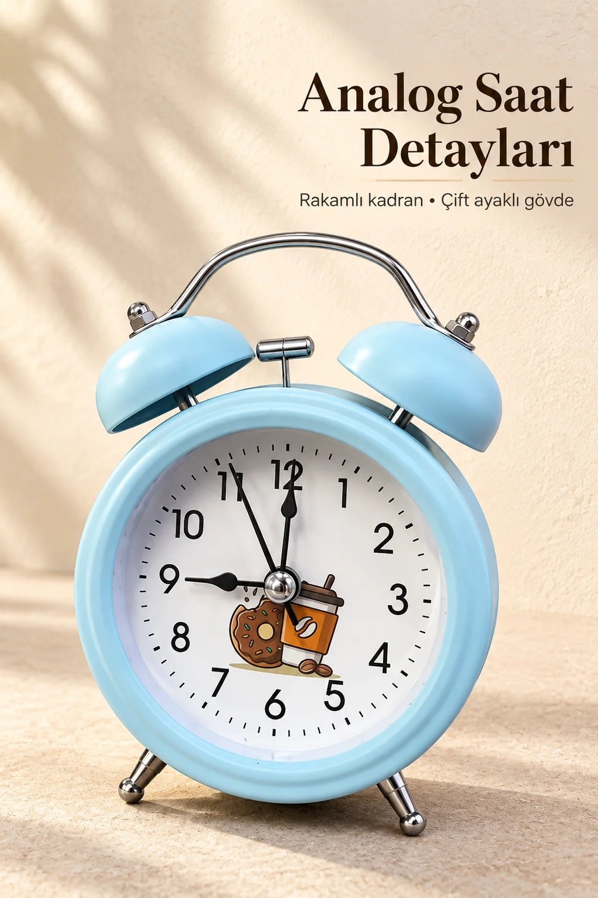 Desenli Kadranlı Analog Masa Saati Alarm Özellikli Desenli Kadranlı Analog Masa Saati Alarm Özellikli - Görsel 2