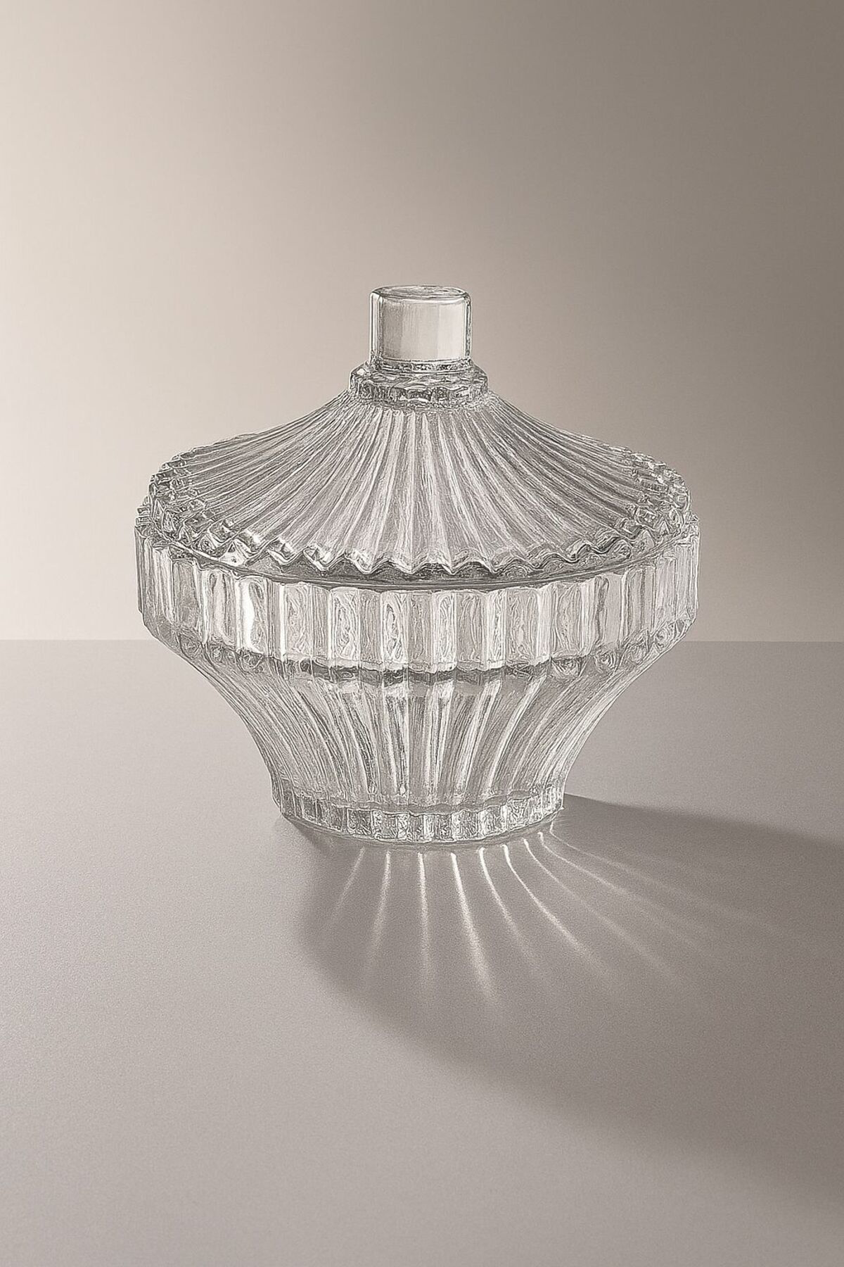 Desenli Kapaklı Cam Şekerlik – Şeffaf