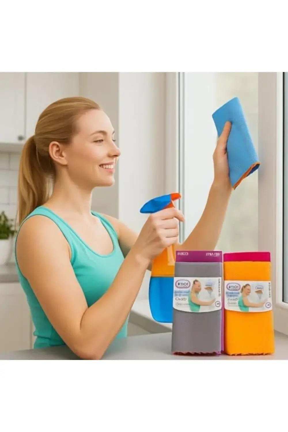 Desenli Kumaş 30X40 CM İz Bırakmaz Mikrofiber Cam Bezi 8'Lİ Set 1