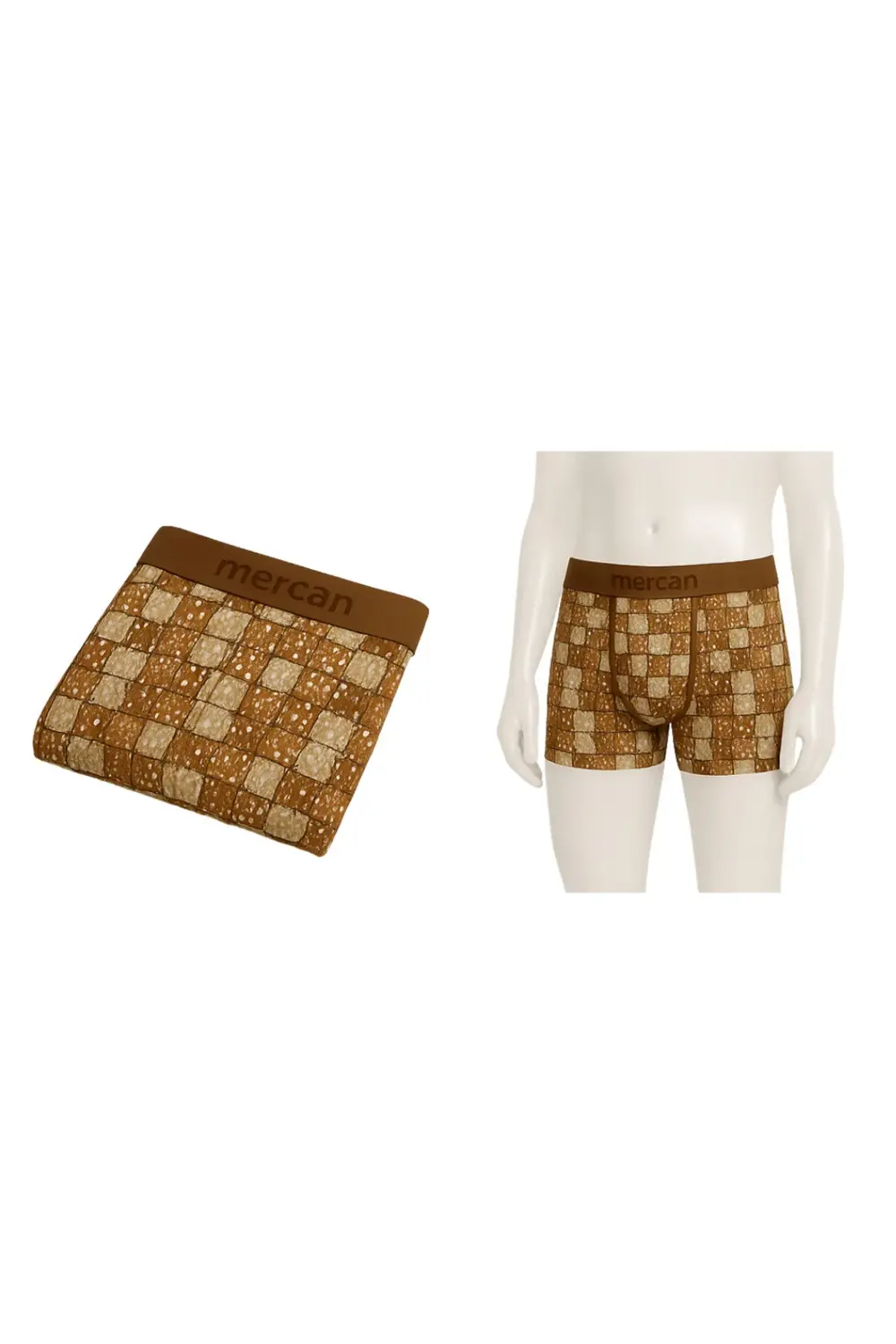 Desenli Likralı Pamuklu Baskılı Erkek Boxer - MOZAİK