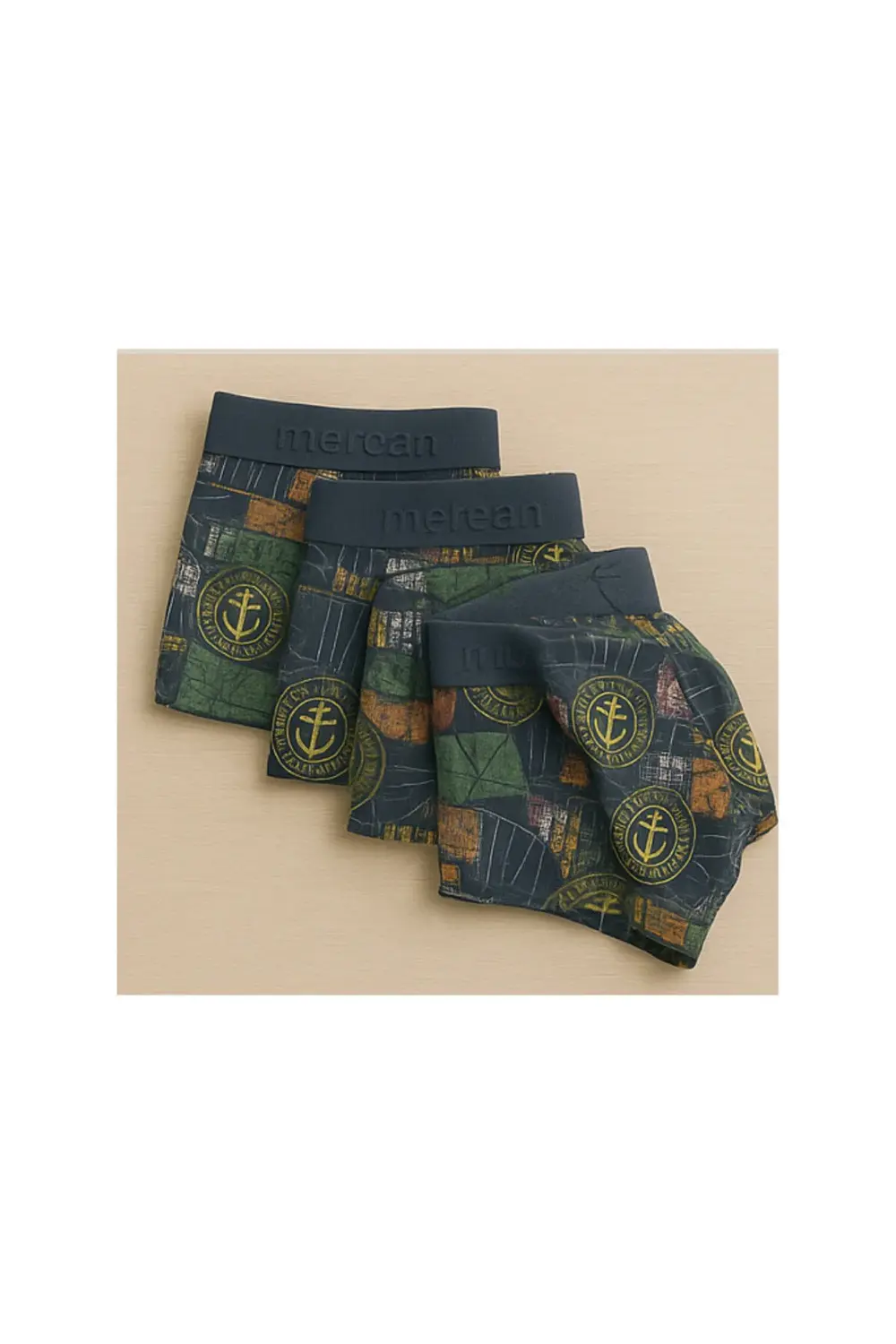 Desenli Likralı Pamuklu Baskılı Erkek Boxer-OKYANUS