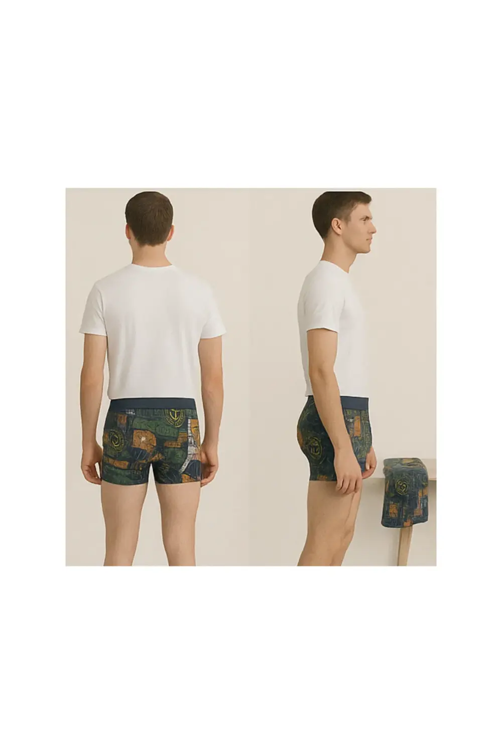 Desenli Likralı Pamuklu Baskılı Erkek Boxer-OKYANUS