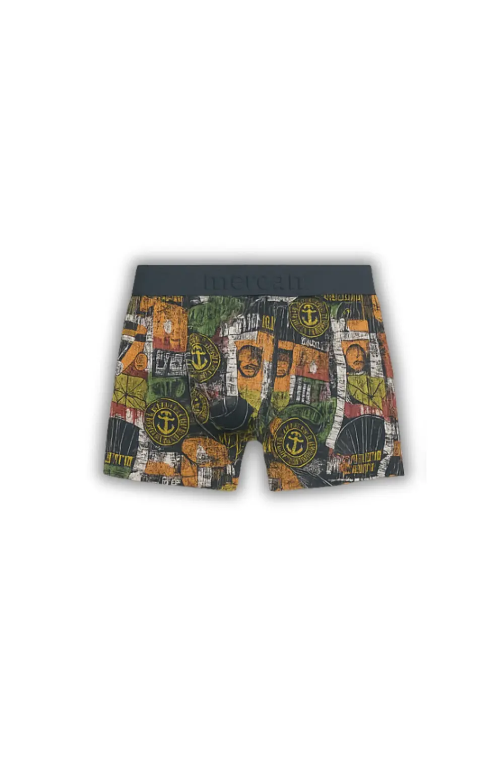 Desenli Likralı Pamuklu Baskılı Erkek Boxer-OKYANUS