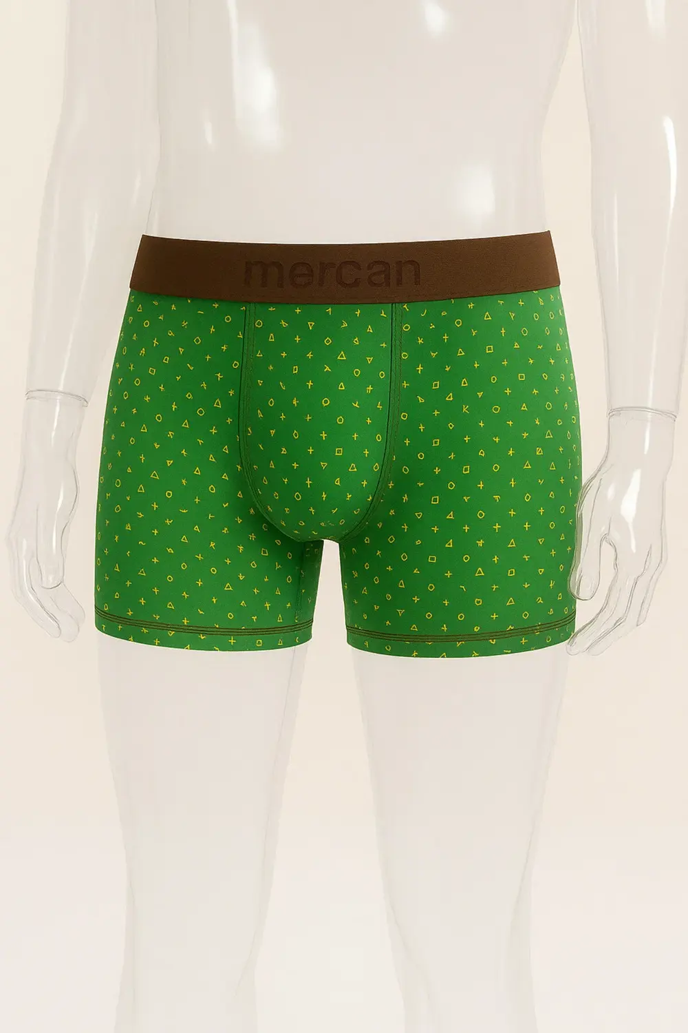 Desenli Likralı Pamuklu Baskılı Erkek Boxer - YEŞİL DEĞER