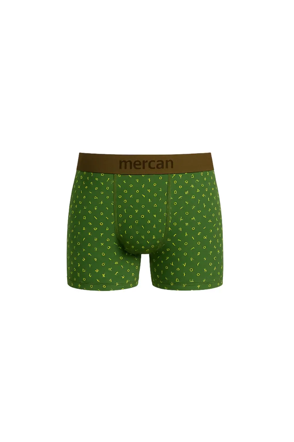 Desenli Likralı Pamuklu Baskılı Erkek Boxer - YEŞİL DEĞER