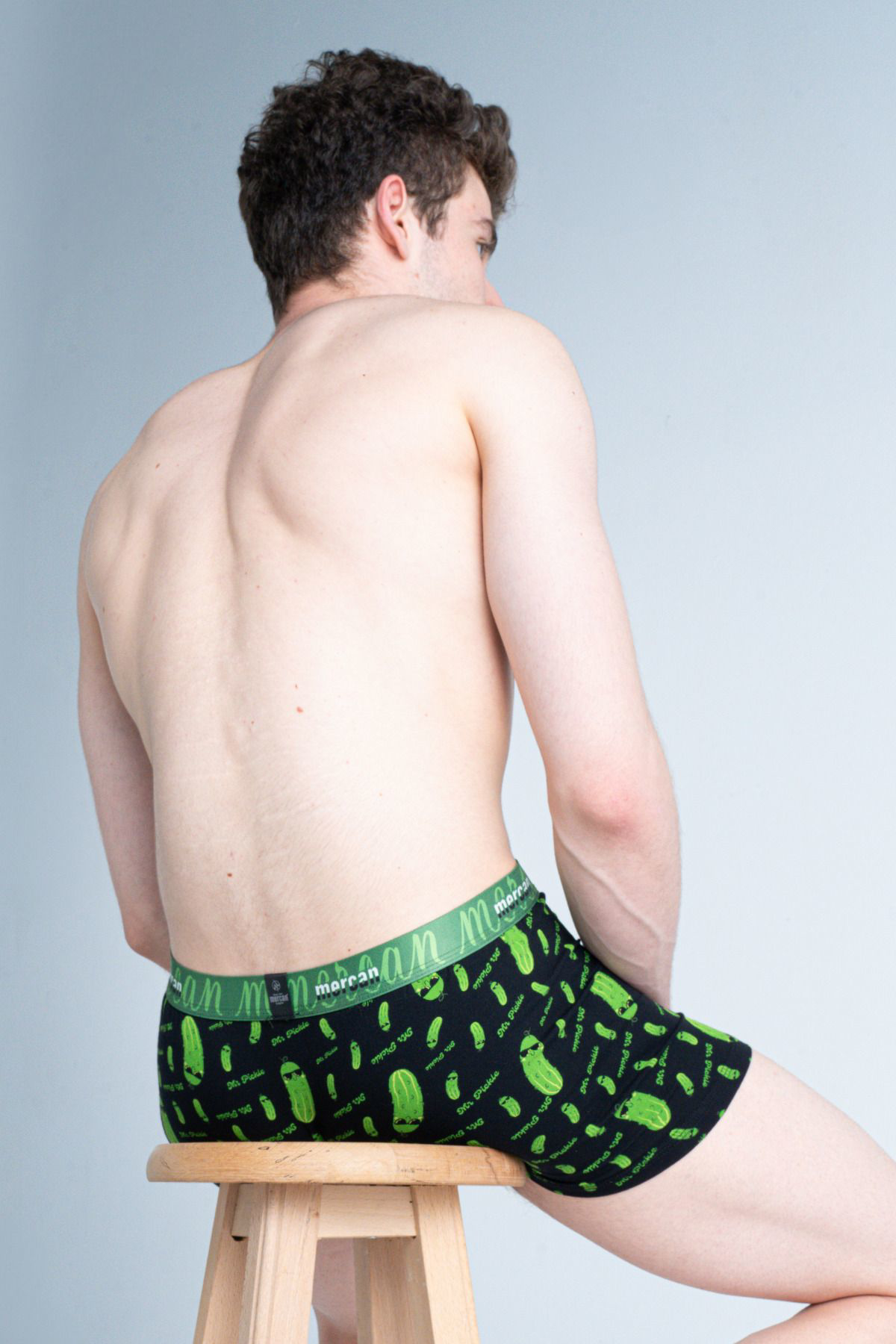 Mercan Desenli Likralı Pamuklu 'Mr. Pickle' Baskılı Erkek Boxer