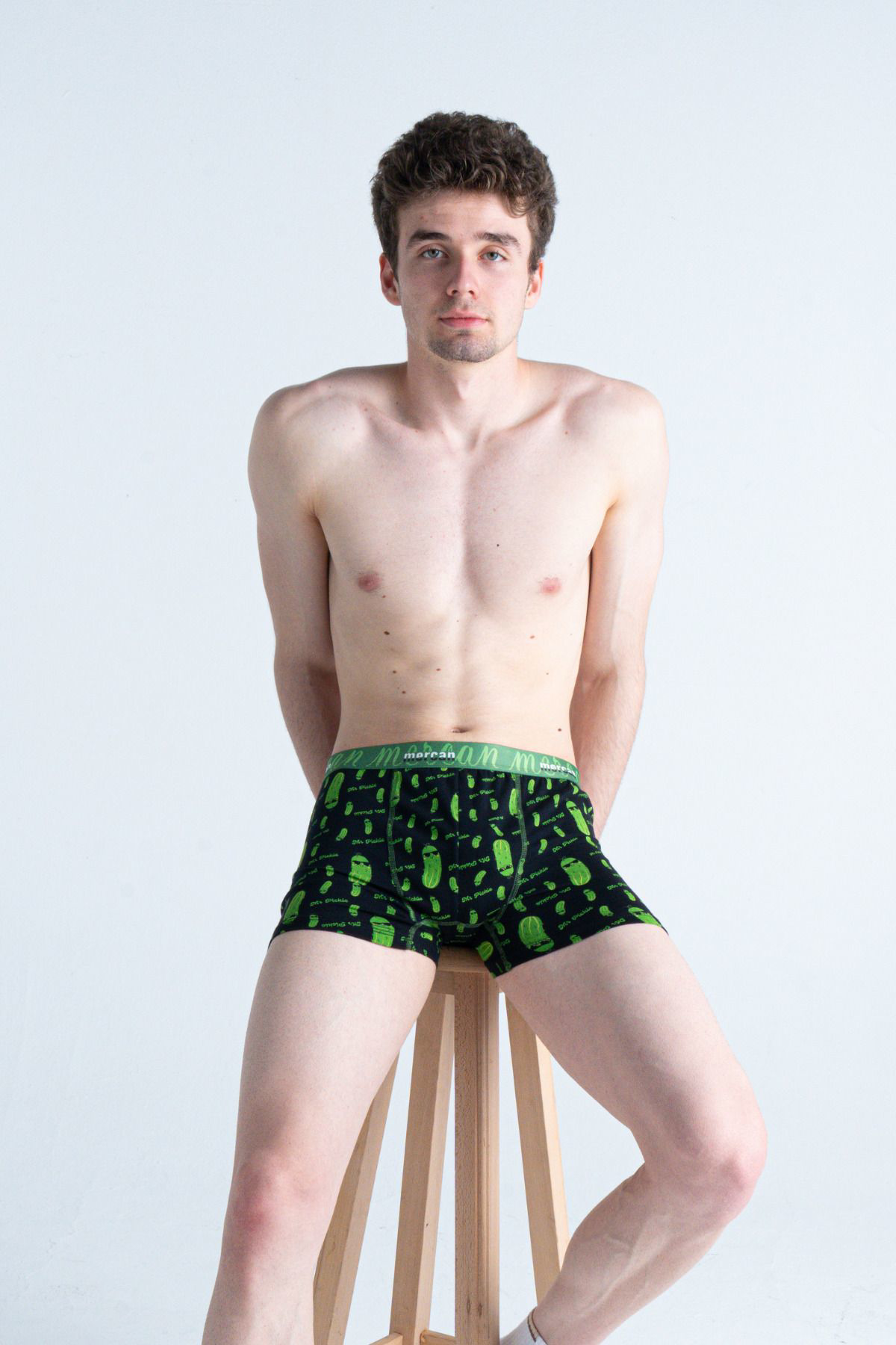 Mercan Desenli Likralı Pamuklu 'Mr. Pickle' Baskılı Erkek Boxer