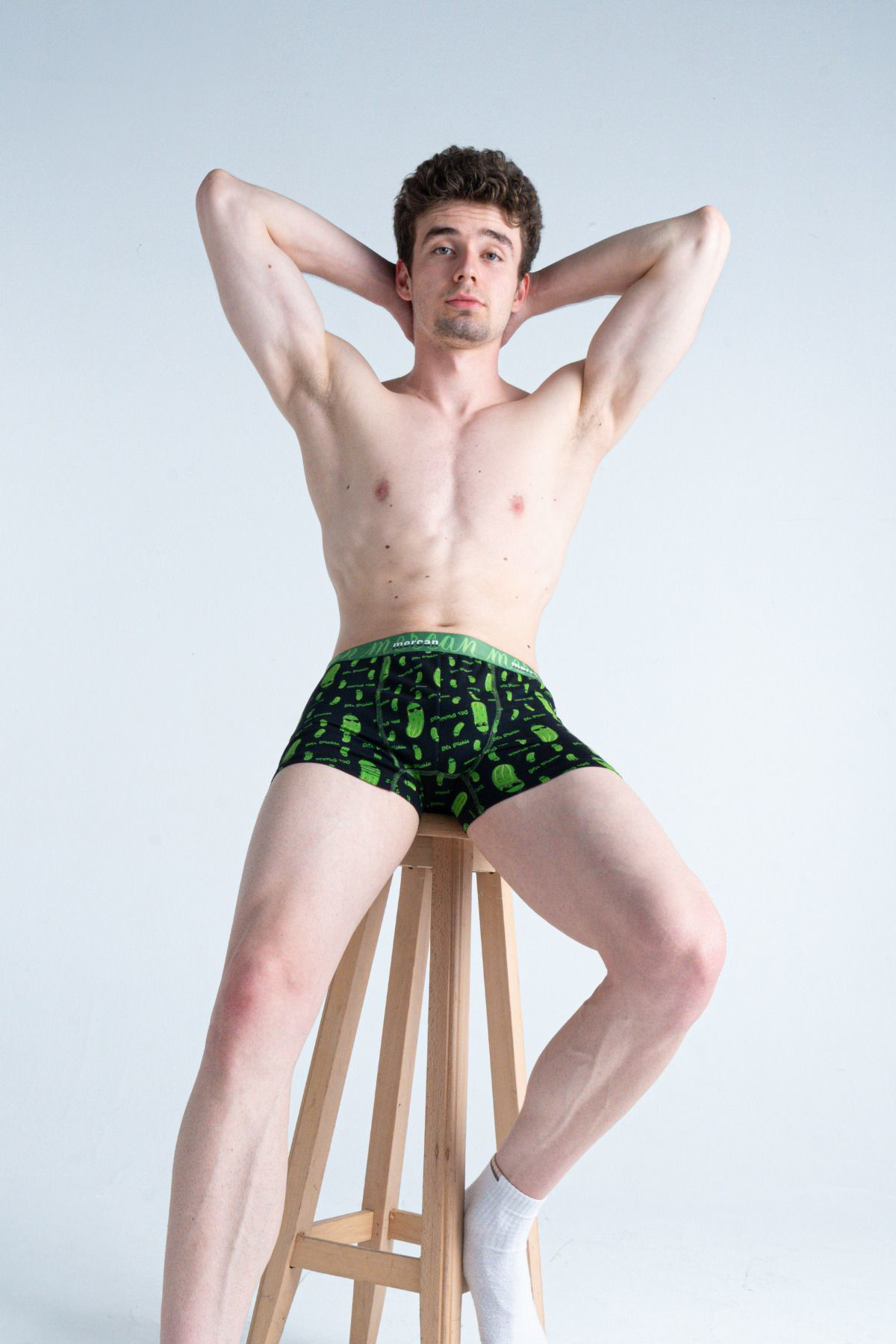 Mercan Desenli Likralı Pamuklu 'Mr. Pickle' Baskılı Erkek Boxer