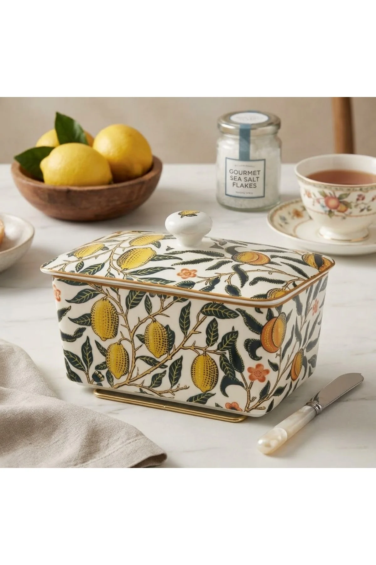 Desenli Porselen Tereyağlık – Kapaklı Limon Desenli Tereyağı Kabı ve Kahvaltılık 16x10x10 cm Desenli Porselen Tereyağlık – Kapaklı Limon Desenli Tereyağı Kabı ve Kahvaltılık 16x10x10 cm