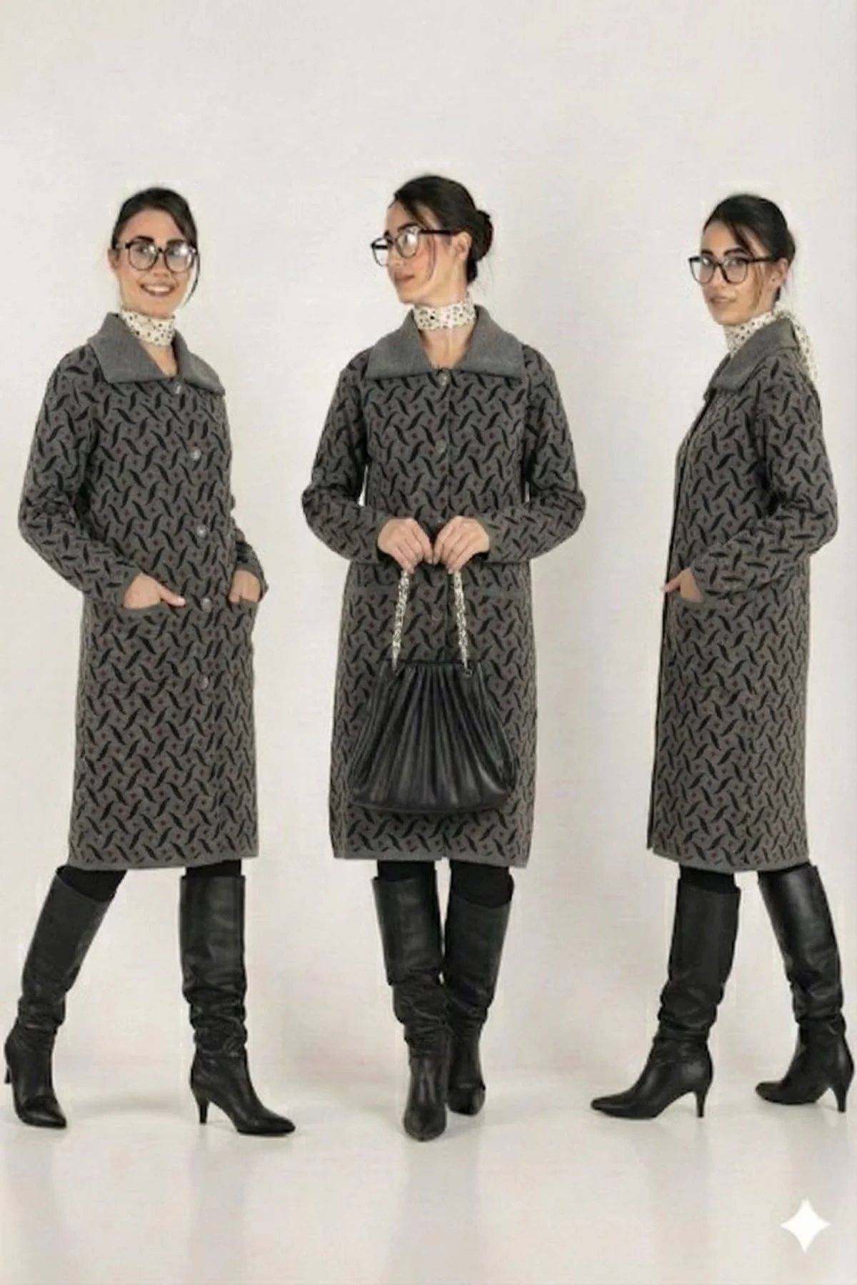 DESENLİ RENKLİ TRİKO KABAN CEKET