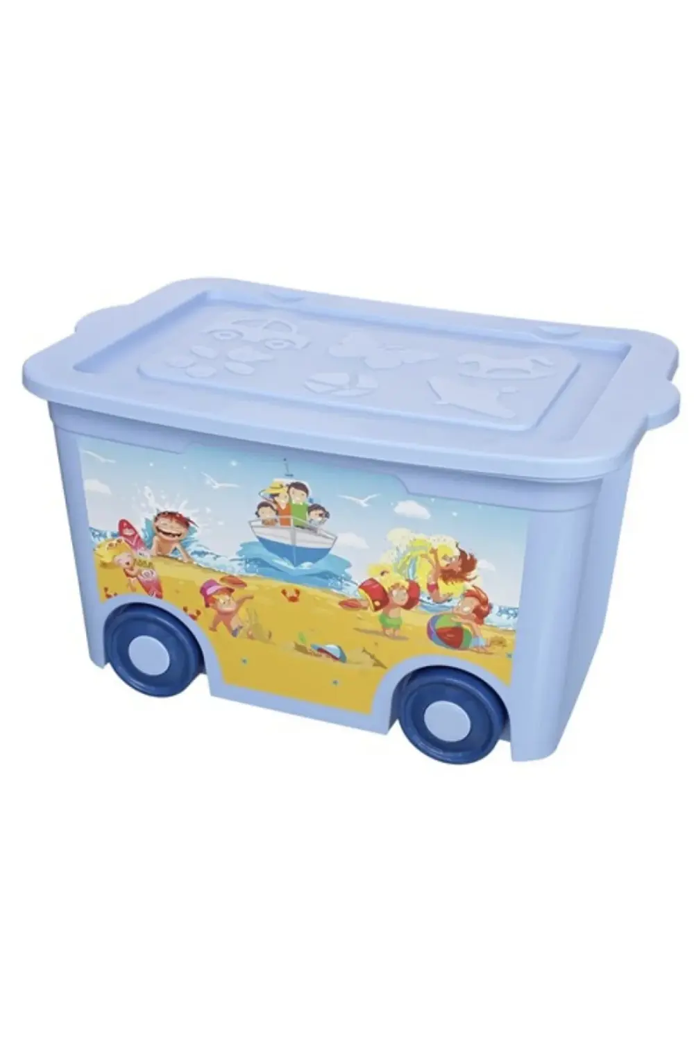 Desenli tekerlekli oyuncak kutusu