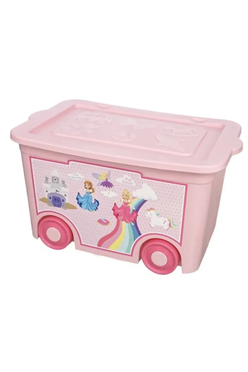 Desenli tekerlekli oyuncak kutusu