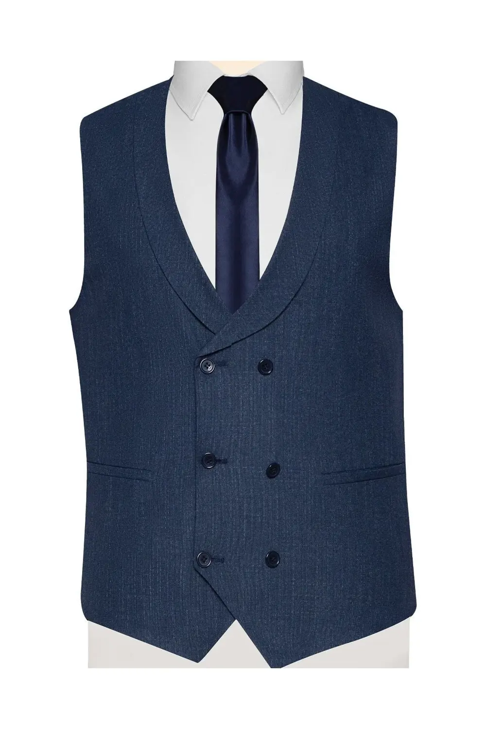 Süvari Desenli Yelekli Koyu Mavi Slim Fit Takım Elbise