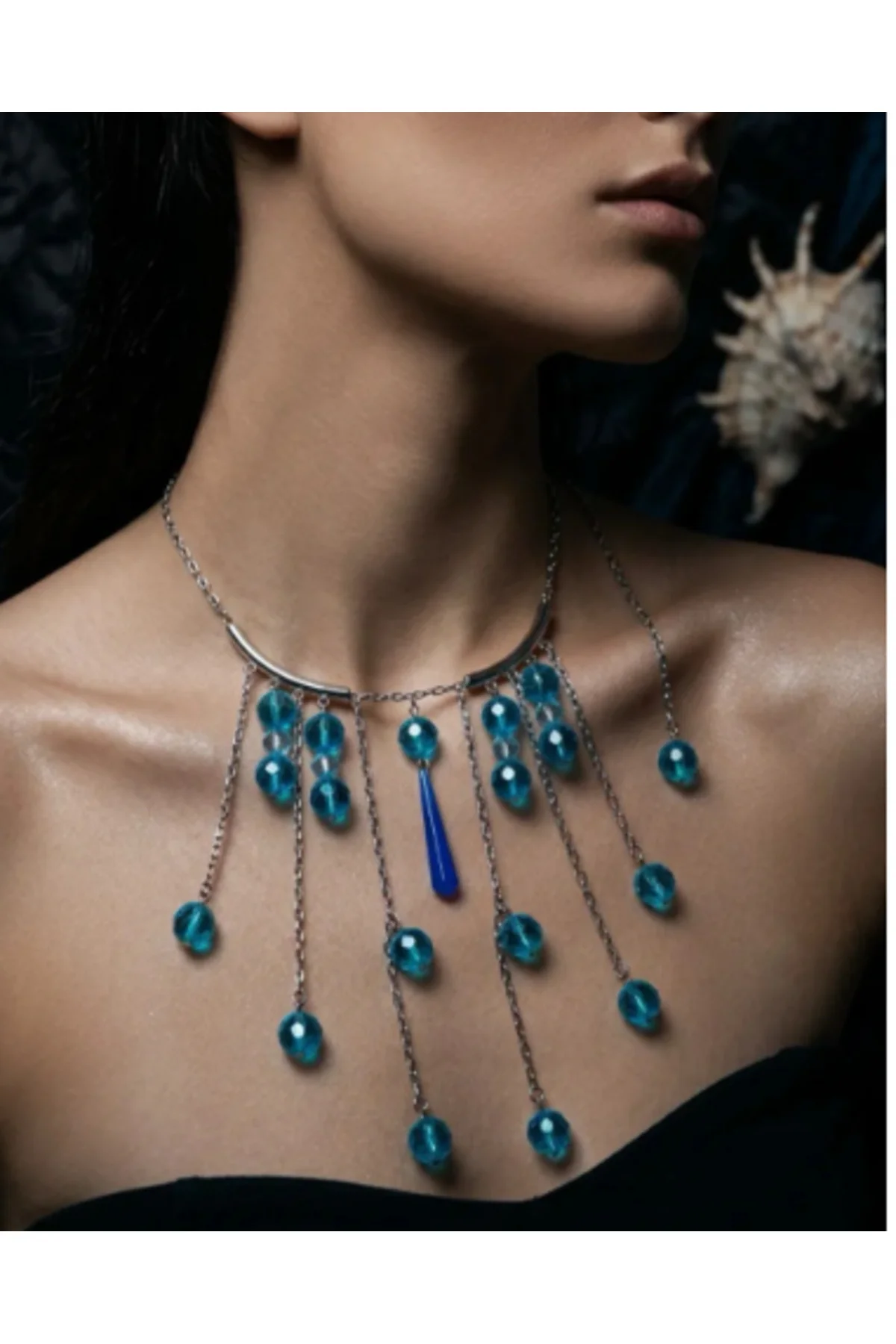 Design Jewelry Mavi Cam Kolye