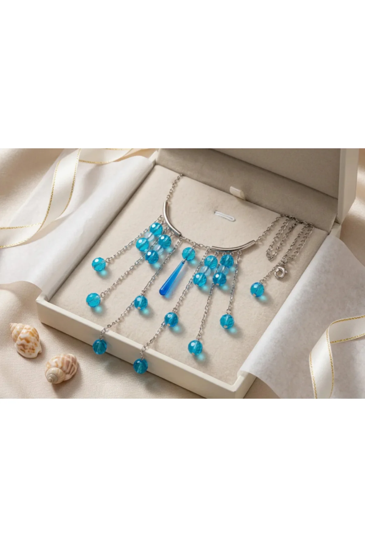Design Jewelry Mavi Cam Kolye