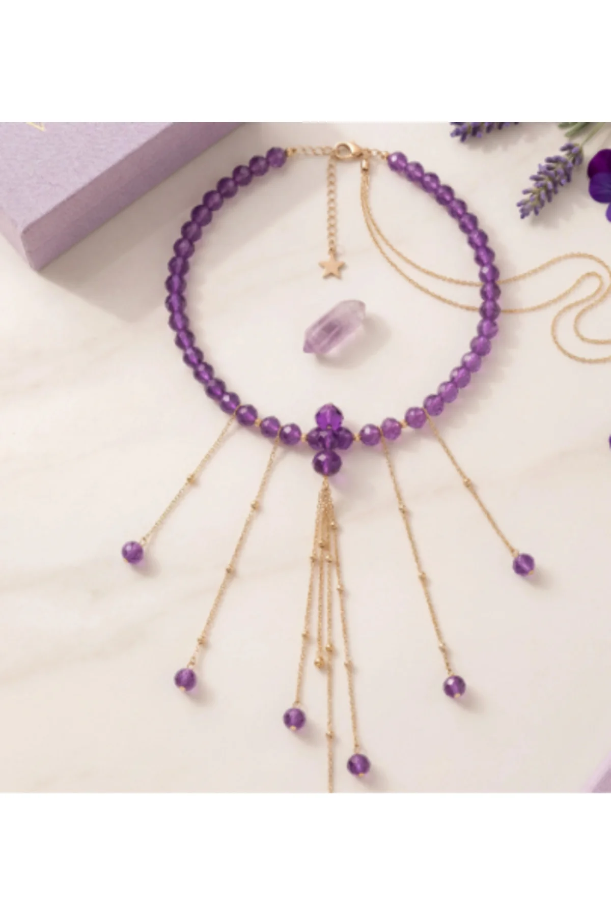 Design Jewelry Mor Kristal Kolye Design Jewelry Mor Kristal Kolye