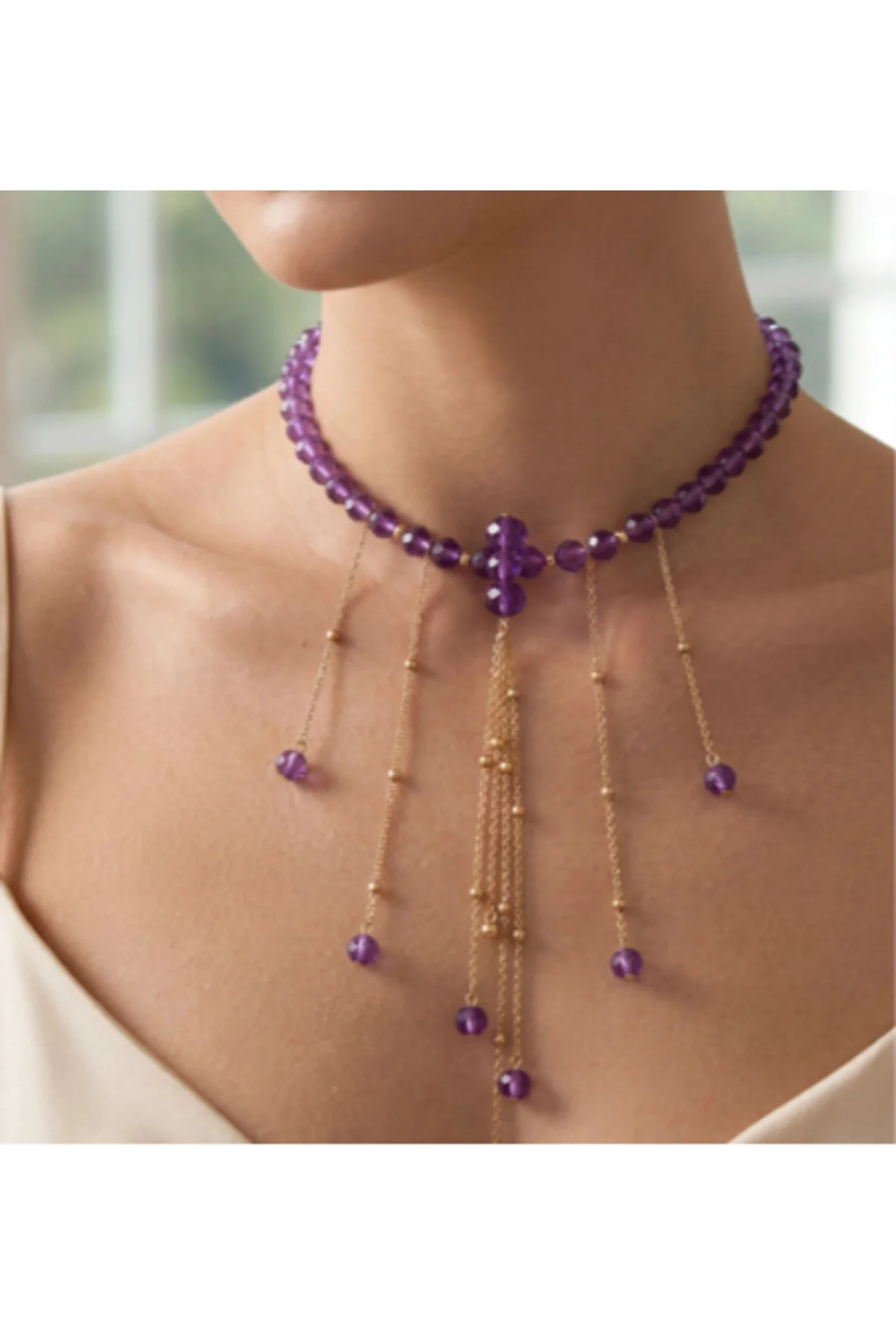 Design Jewelry Mor Kristal Kolye Design Jewelry Mor Kristal Kolye