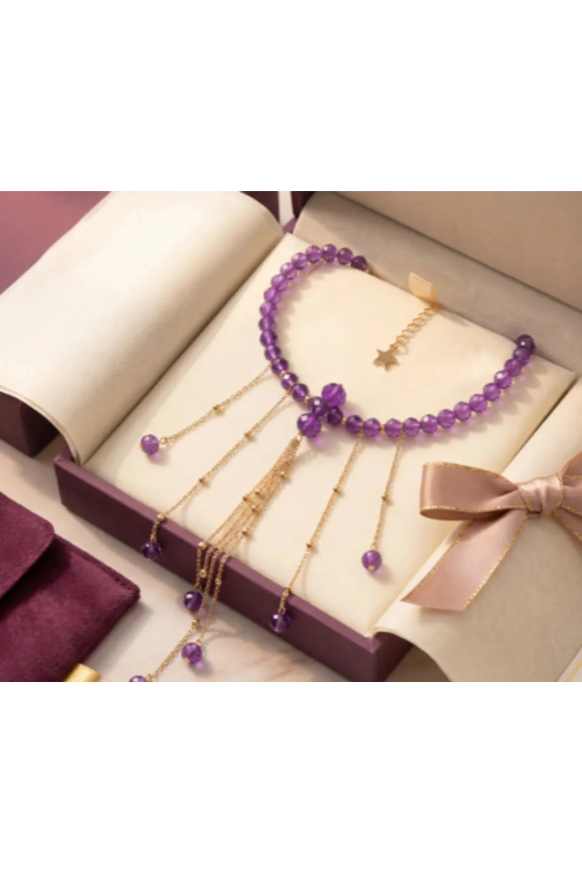 Design Jewelry Mor Kristal Kolye Design Jewelry Mor Kristal Kolye