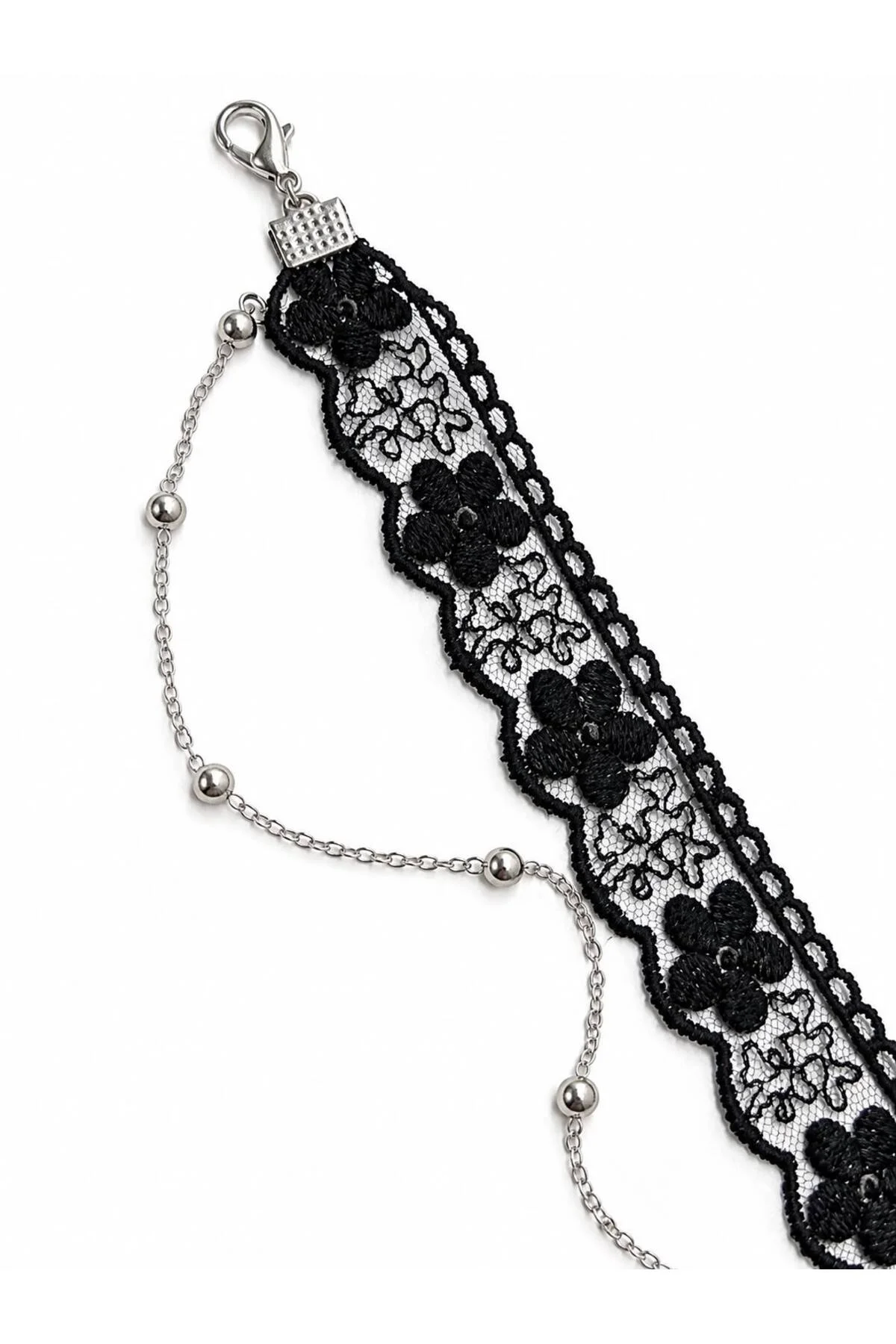 DETAYLI SİYAH DANTEL ZİNCİRLİ GOTİK CHOKER KOLYE DETAYLI SİYAH DANTEL ZİNCİRLİ GOTİK CHOKER KOLYE - Görsel 3