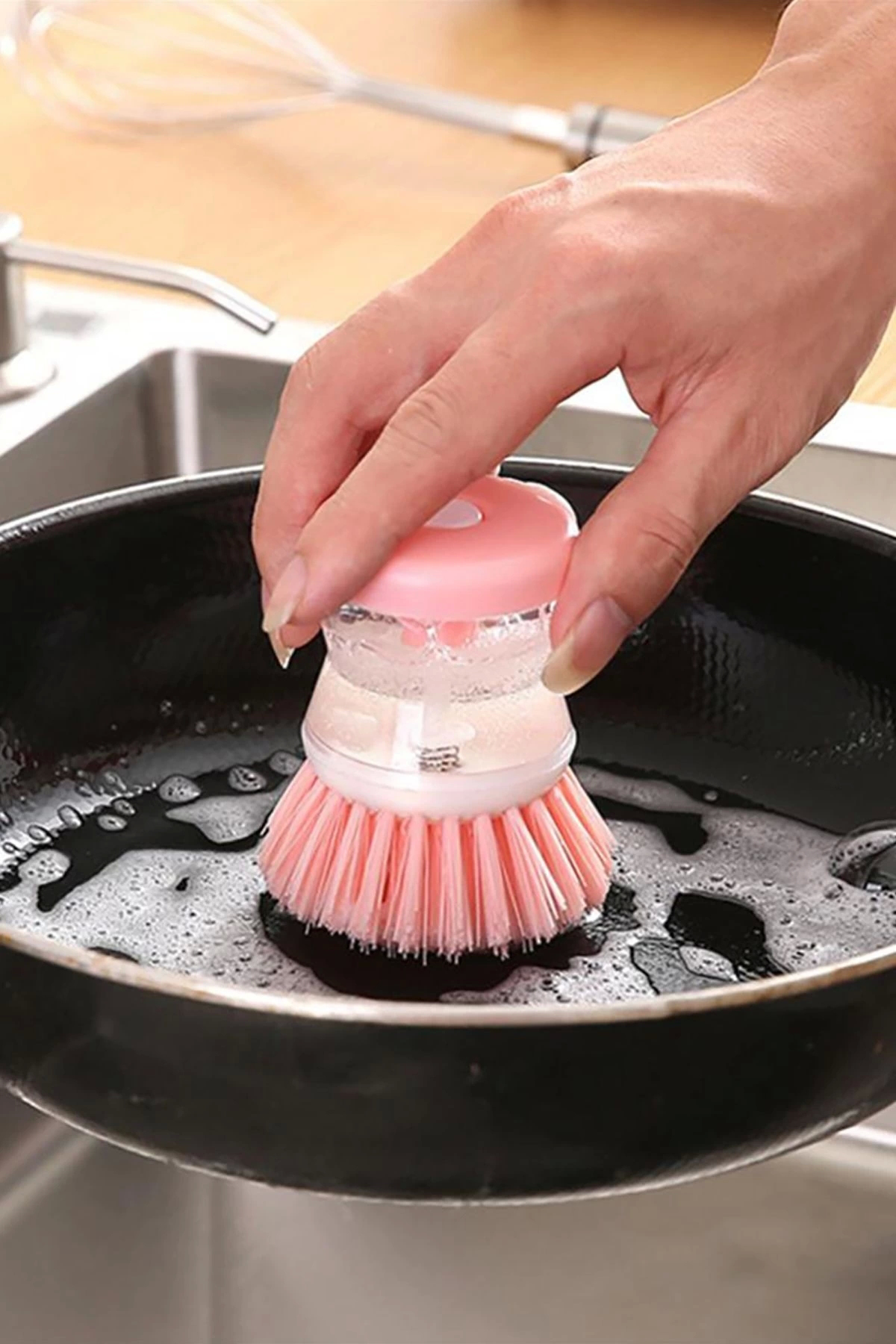 Deterjan Hazneli Bulaşık Yıkama Fırçası – Sıvı Sabun Hazneli Bula