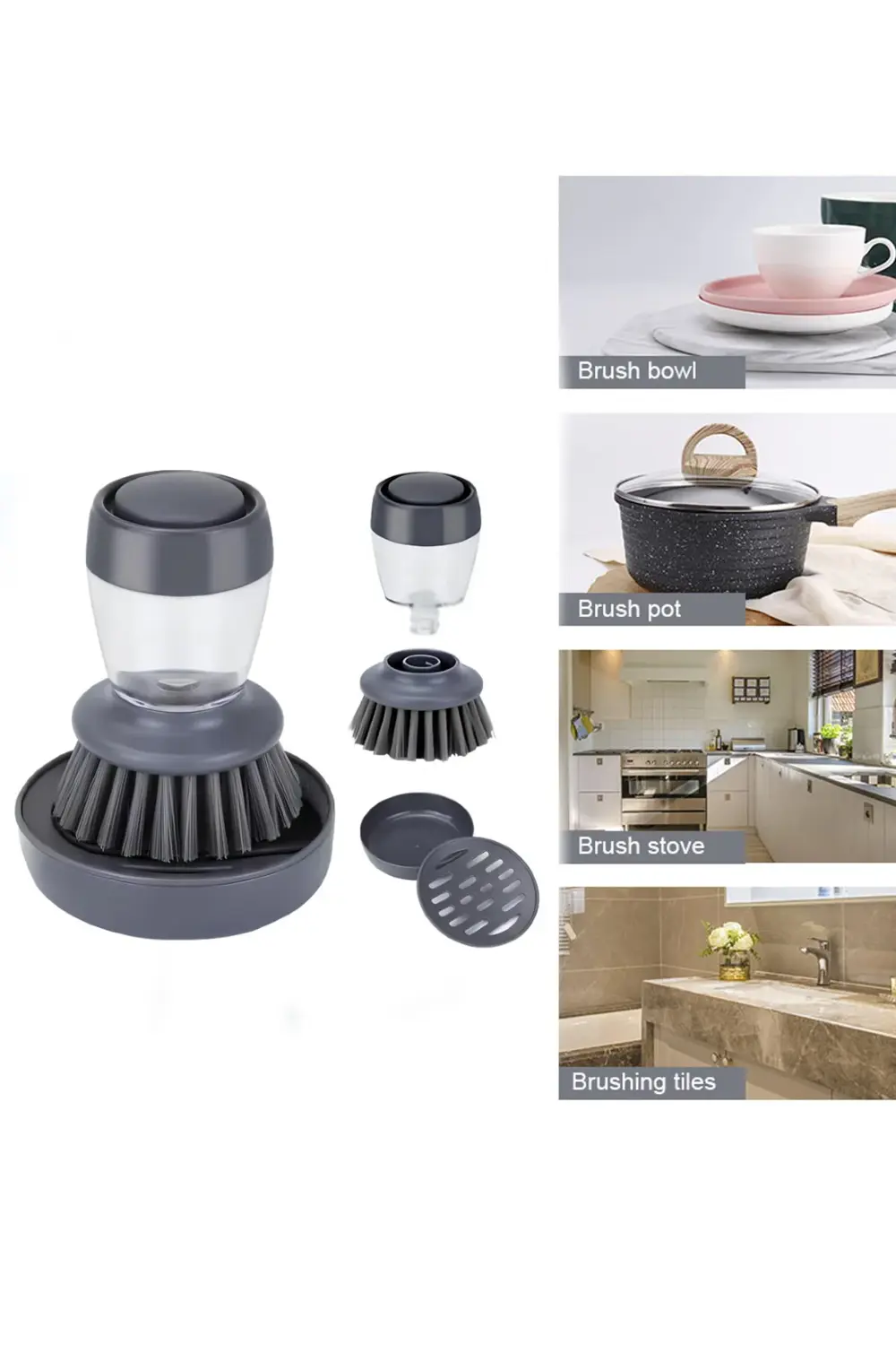 Deterjan Hazneli Kolay Bulaşık Yıkama Temizleme Fırçası Bulaşık S