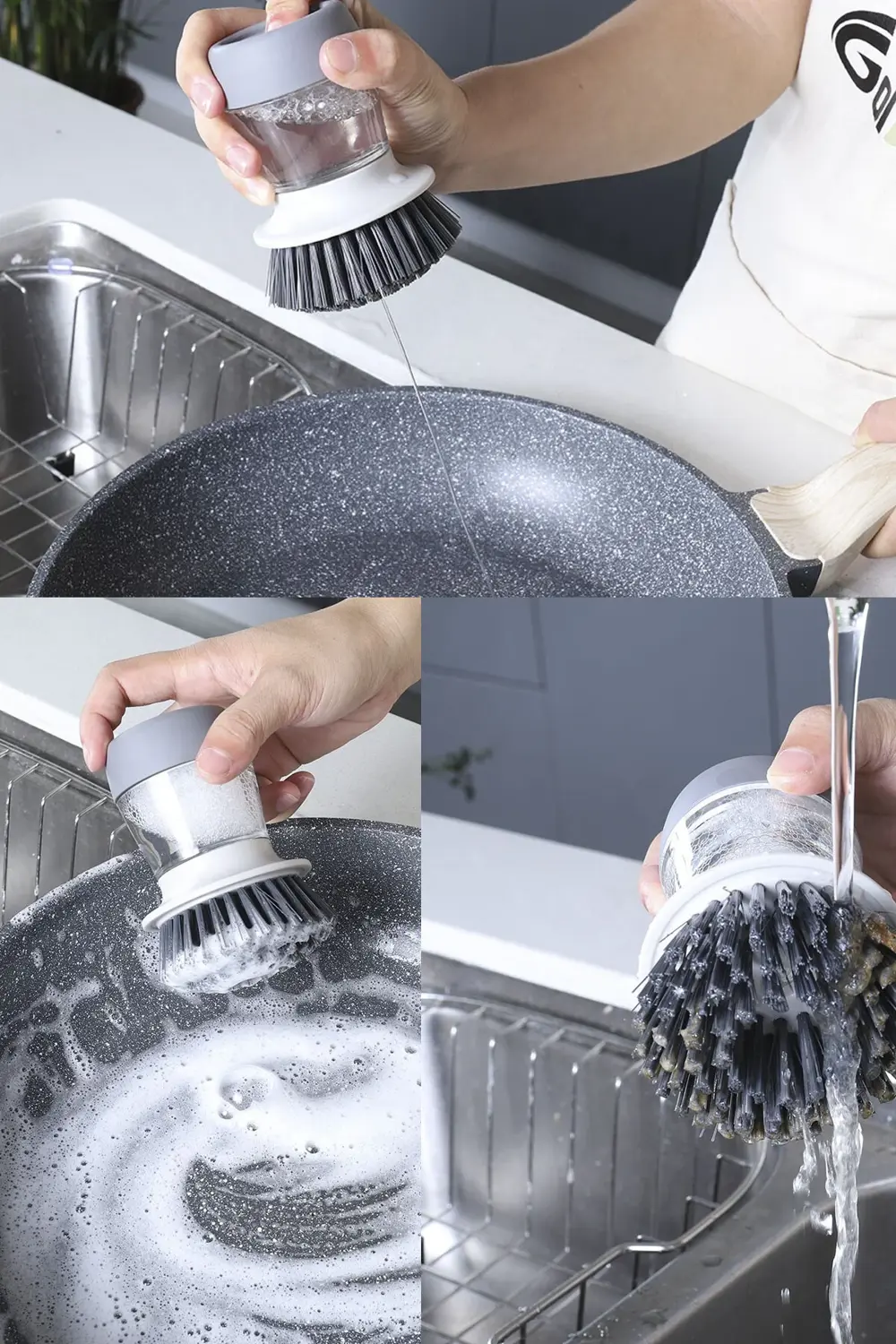 Deterjan Hazneli Kolay Bulaşık Yıkama Temizleme Fırçası Bulaşık S