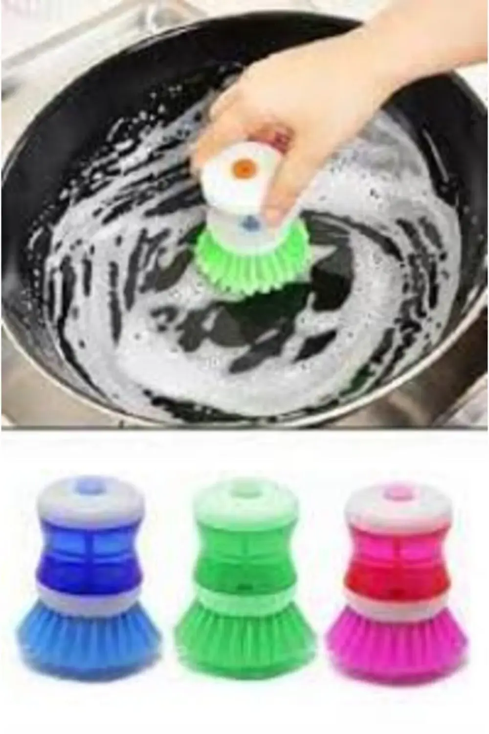 Deterjan Hazneli Tencere Tava Tabak Bulaşık Yıkama Fırçası Sünger