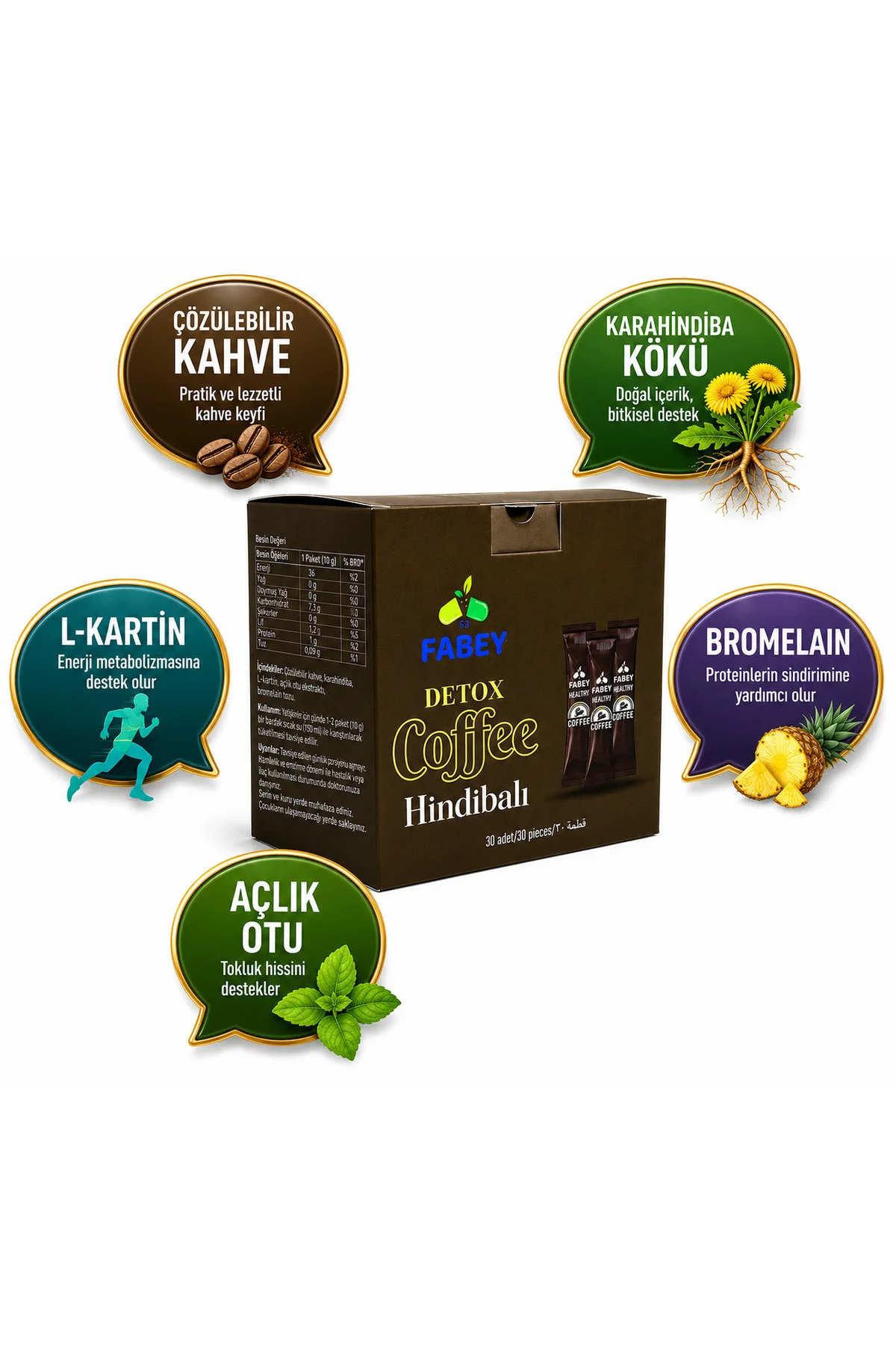 Detox Coffee Hindibalı Kahve 30 Saşe 120 g Detox Coffee Hindibalı Kahve 30 Saşe 120 g