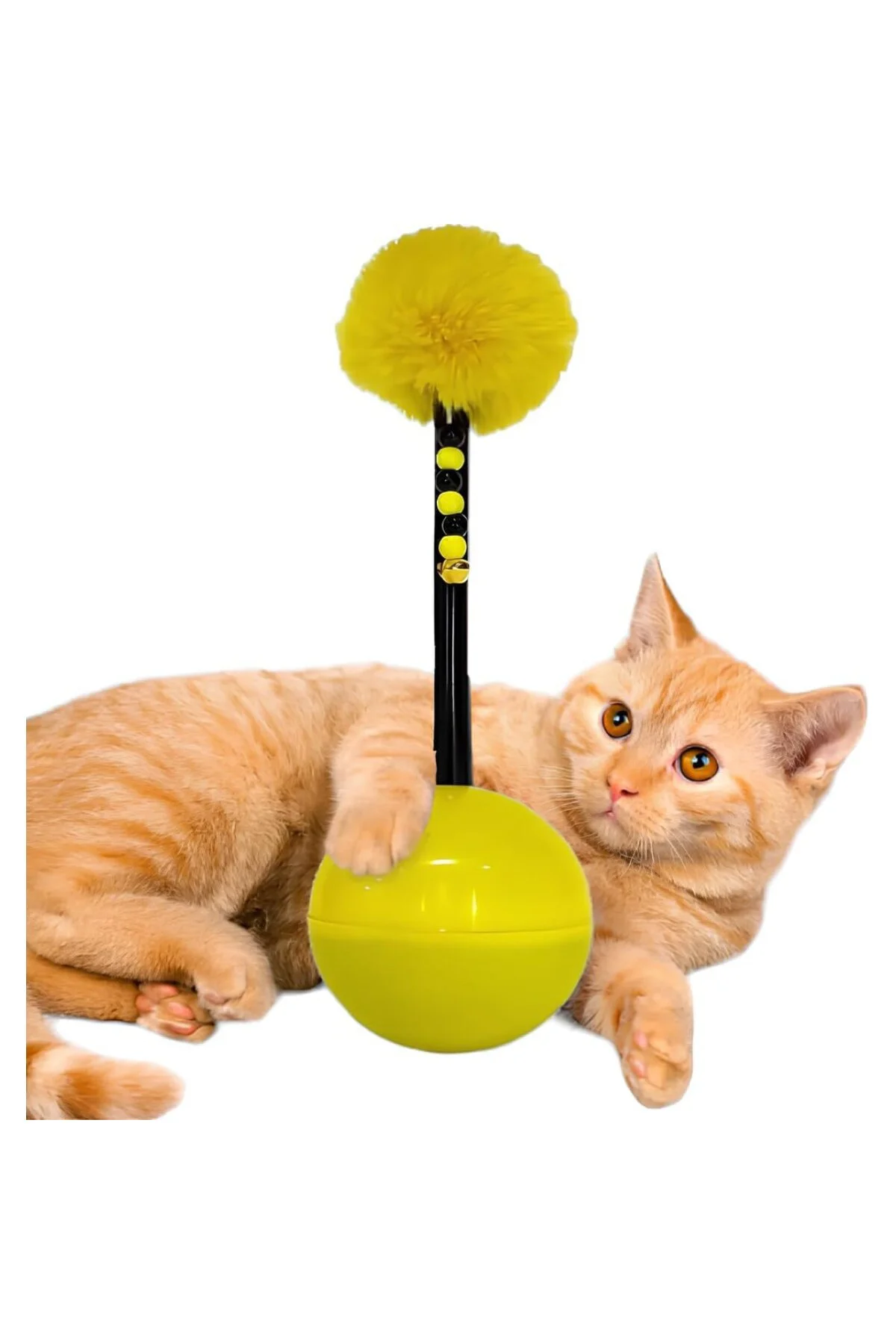 ® Dev Hacı Yatmaz Tüylü Zilli Kedi Oyuncağı 33cm (XXL)