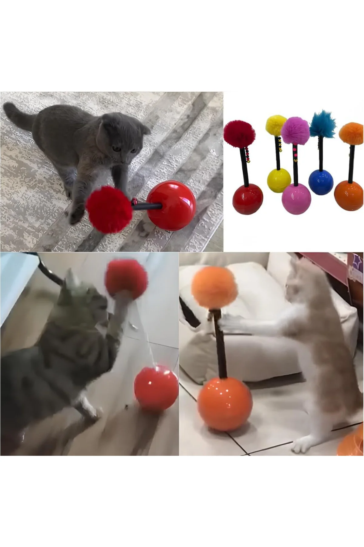 ® Dev Hacı Yatmaz Tüylü Zilli Kedi Oyuncağı 33cm (XXL)
