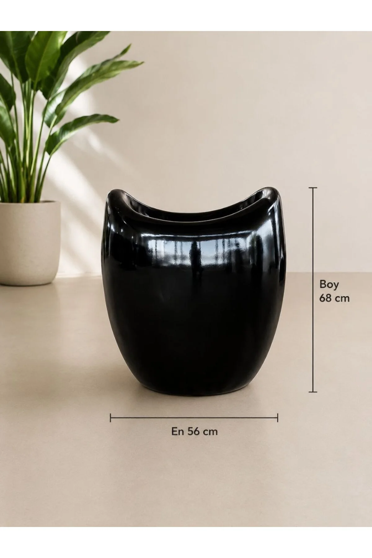 Dev Siyah Stone Lux Saksı