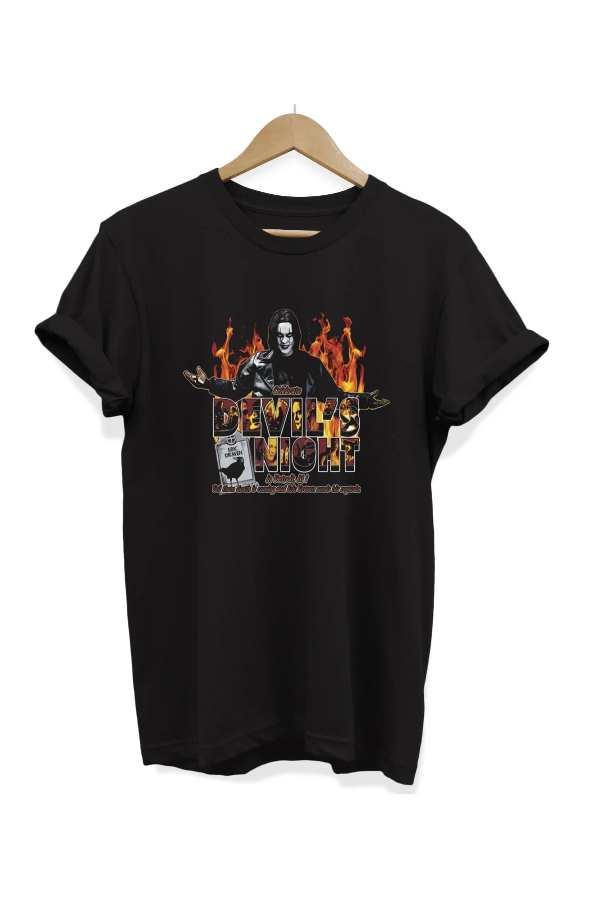 Devil's Night Baskılı %100 Pamuk Büyük Beden Tişört