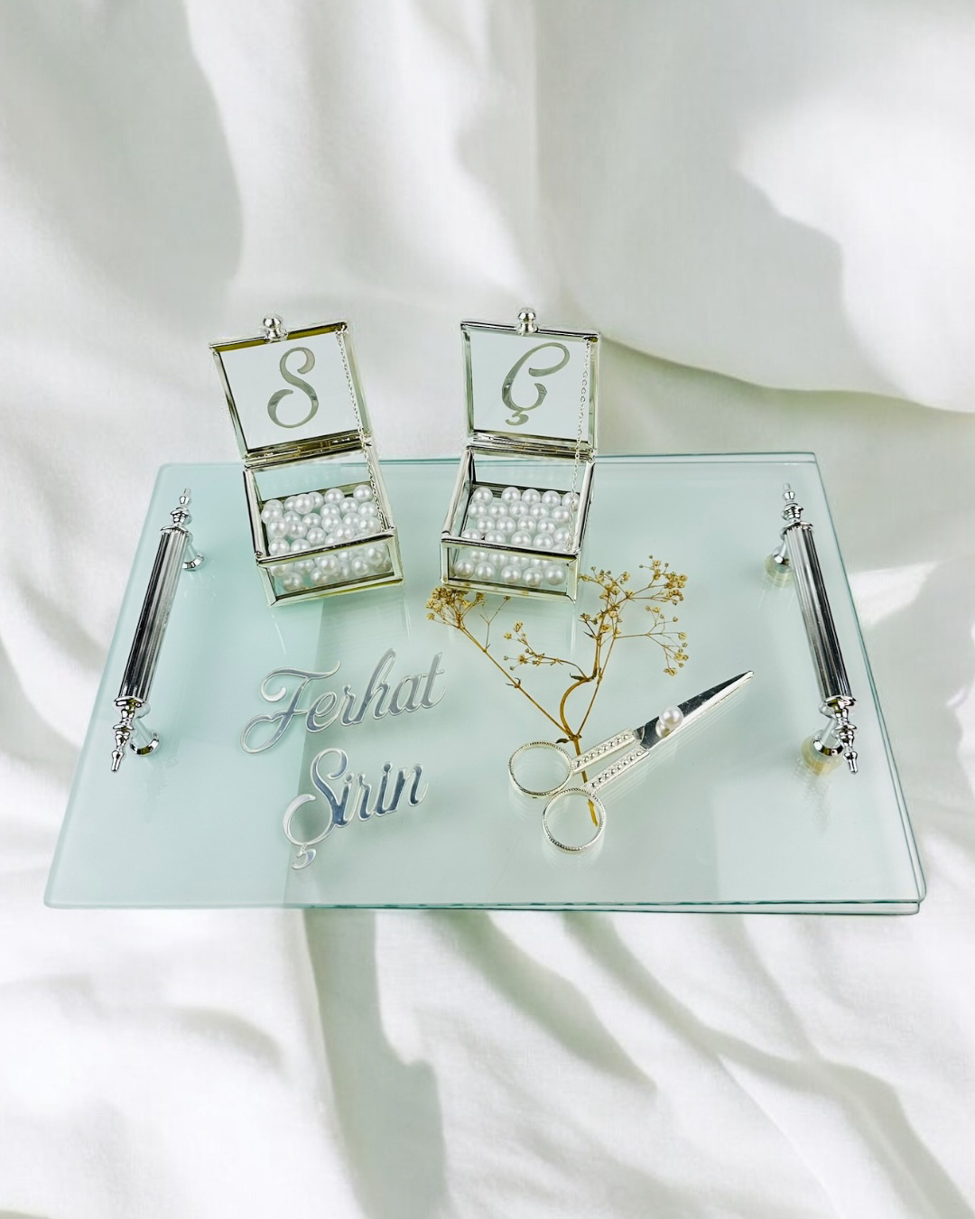 Devotion Gümüş Şeffaf Söz Tepsisi