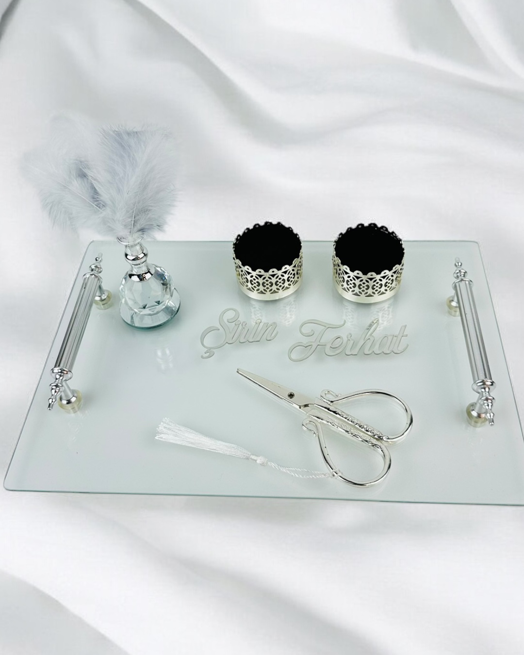 Devotion Gümüş Şeffaf Söz Tepsisi