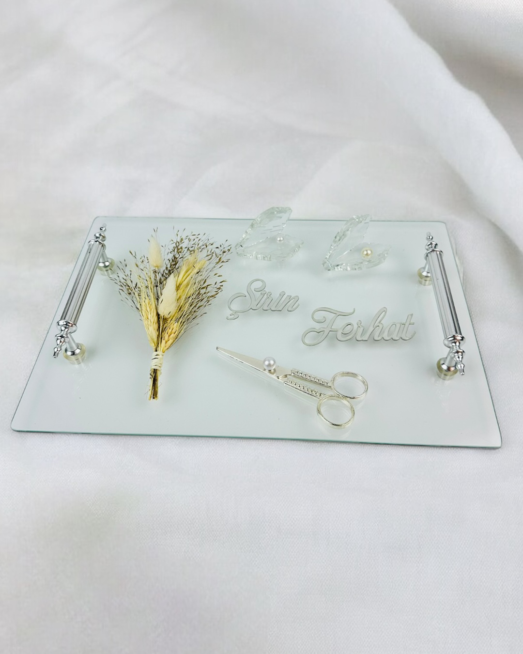 Devotion Gümüş Şeffaf Söz Tepsisi