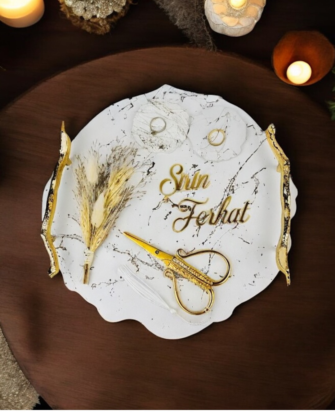 Cyzhome Devotiony Felsefesiyle Gold Polyester Söz Ve Nişan Tepsisi 