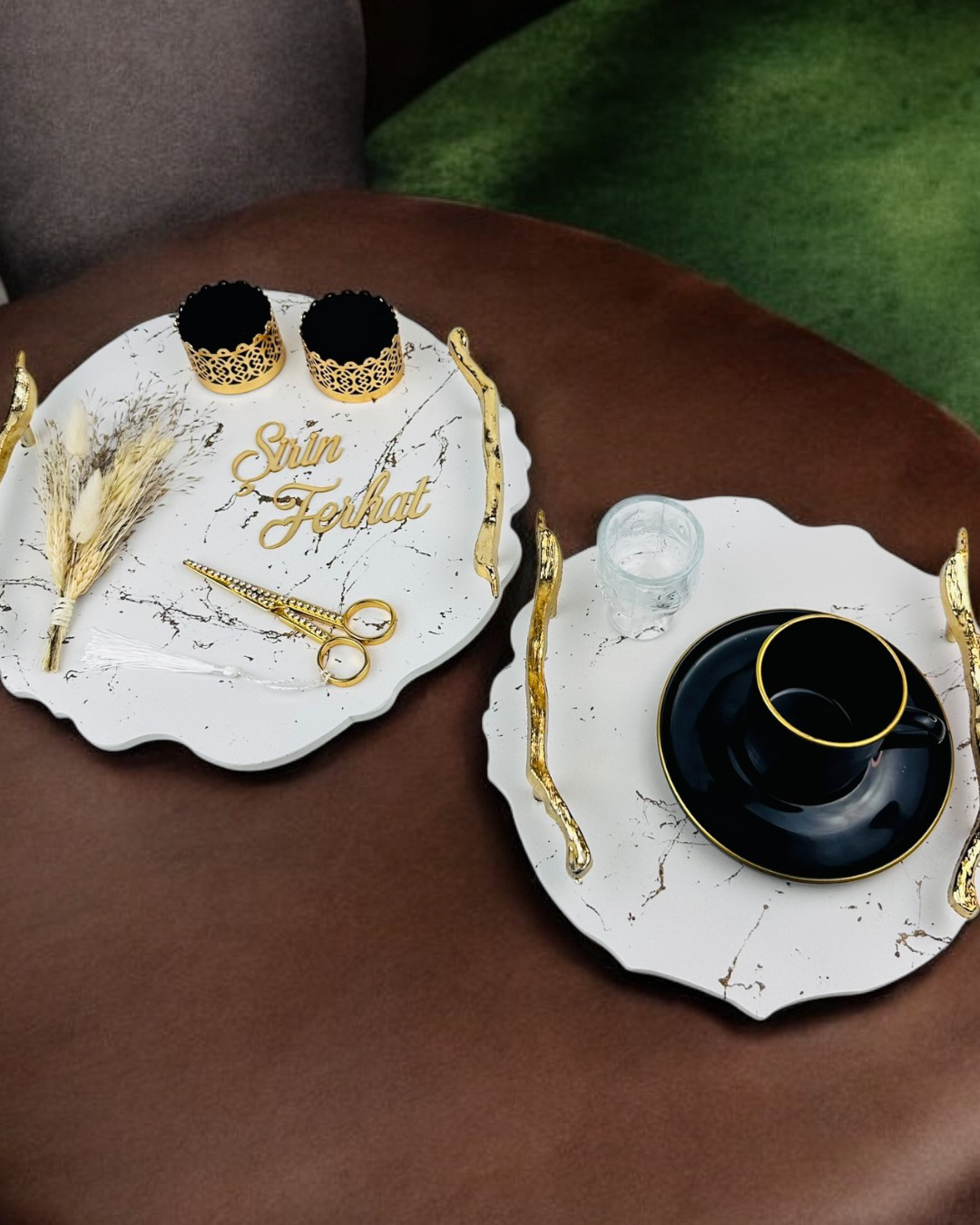 Cyzhome Devotiony Felsefesiyle Gold Polyester Söz Ve Nişan Tepsisi 