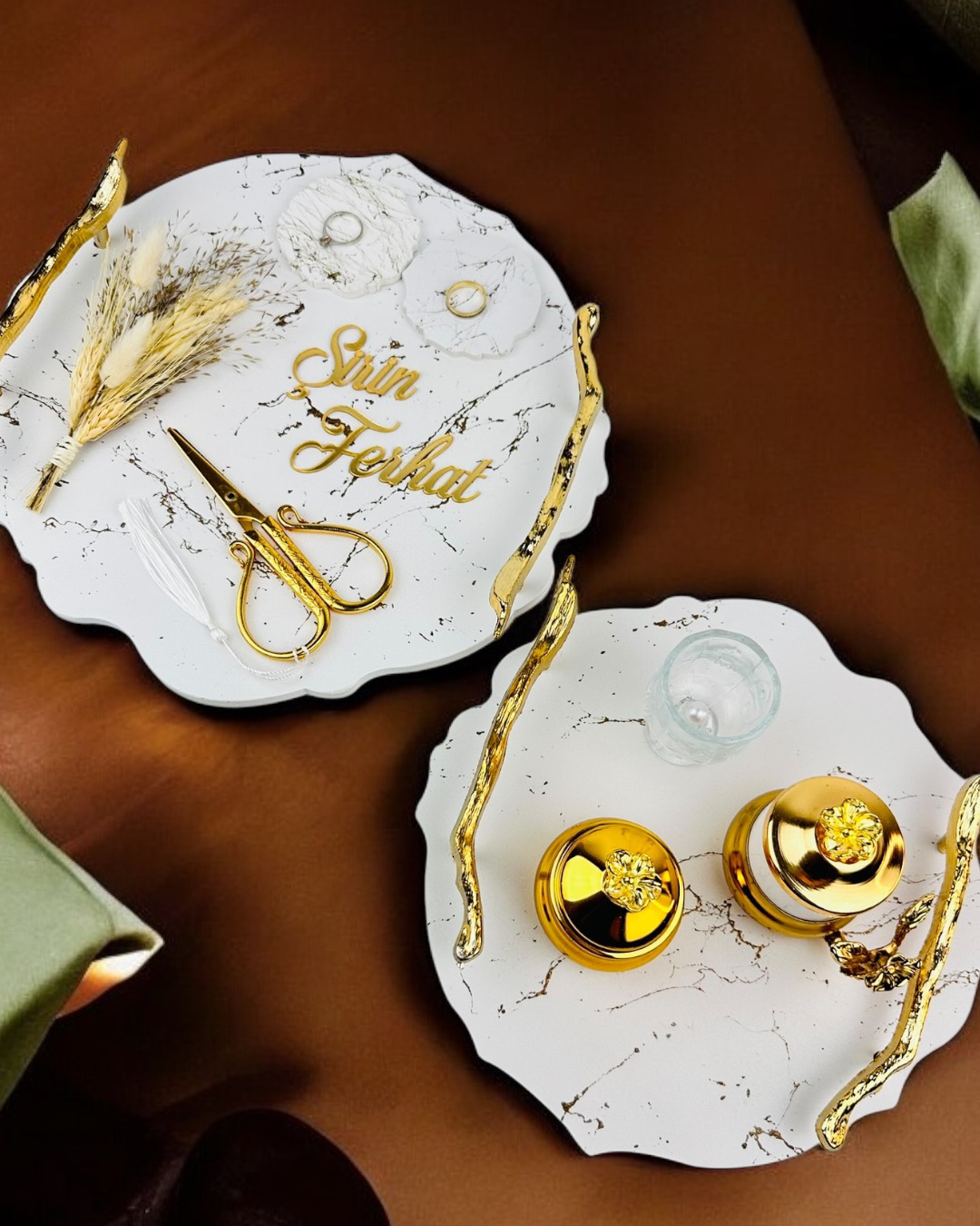 Cyzhome Devotiony Felsefesiyle Gold Polyester Söz Ve Nişan Tepsisi 