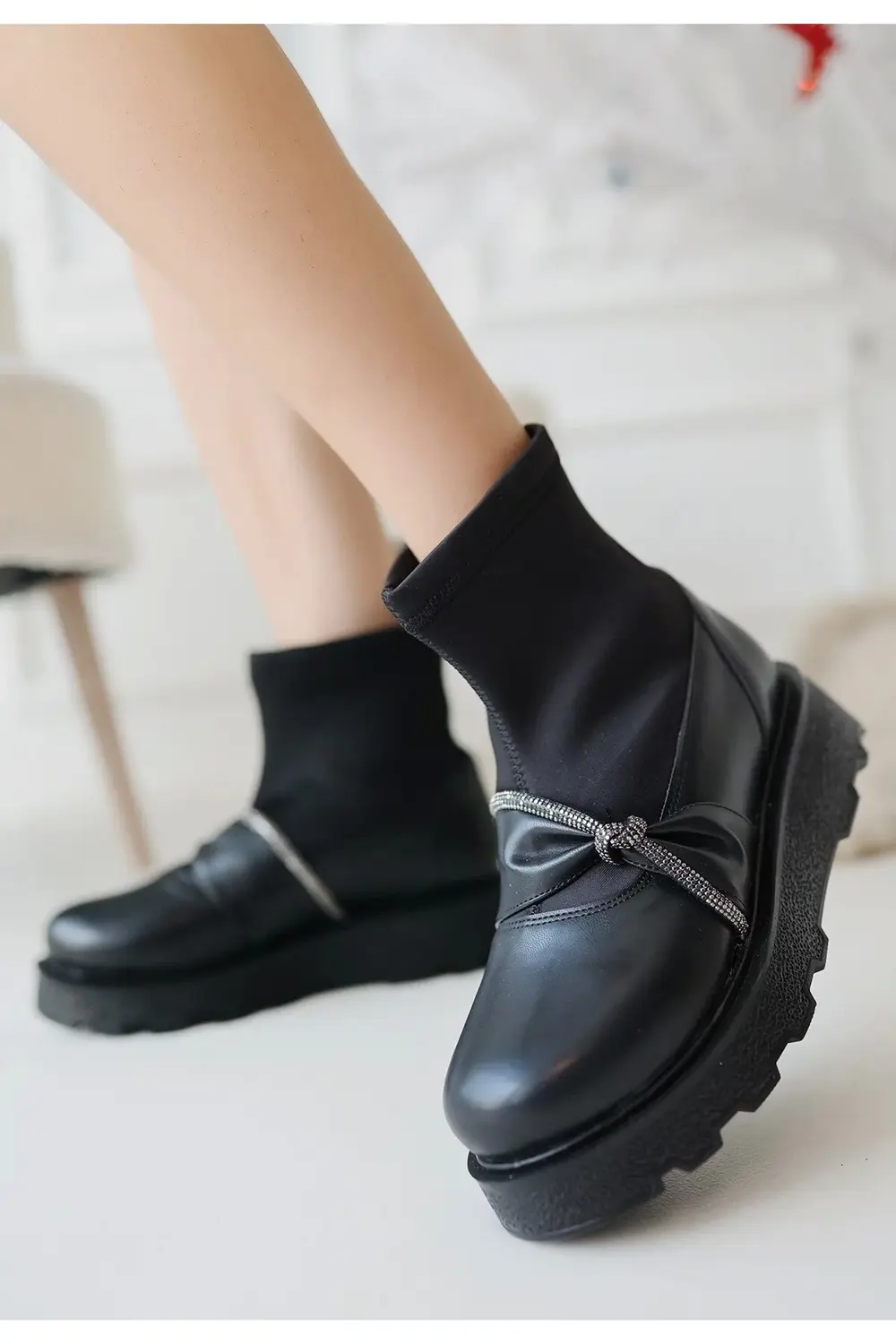 Dewn Siyah Cilt Topuklu Bot Dewn Siyah Cilt Topuklu Bot