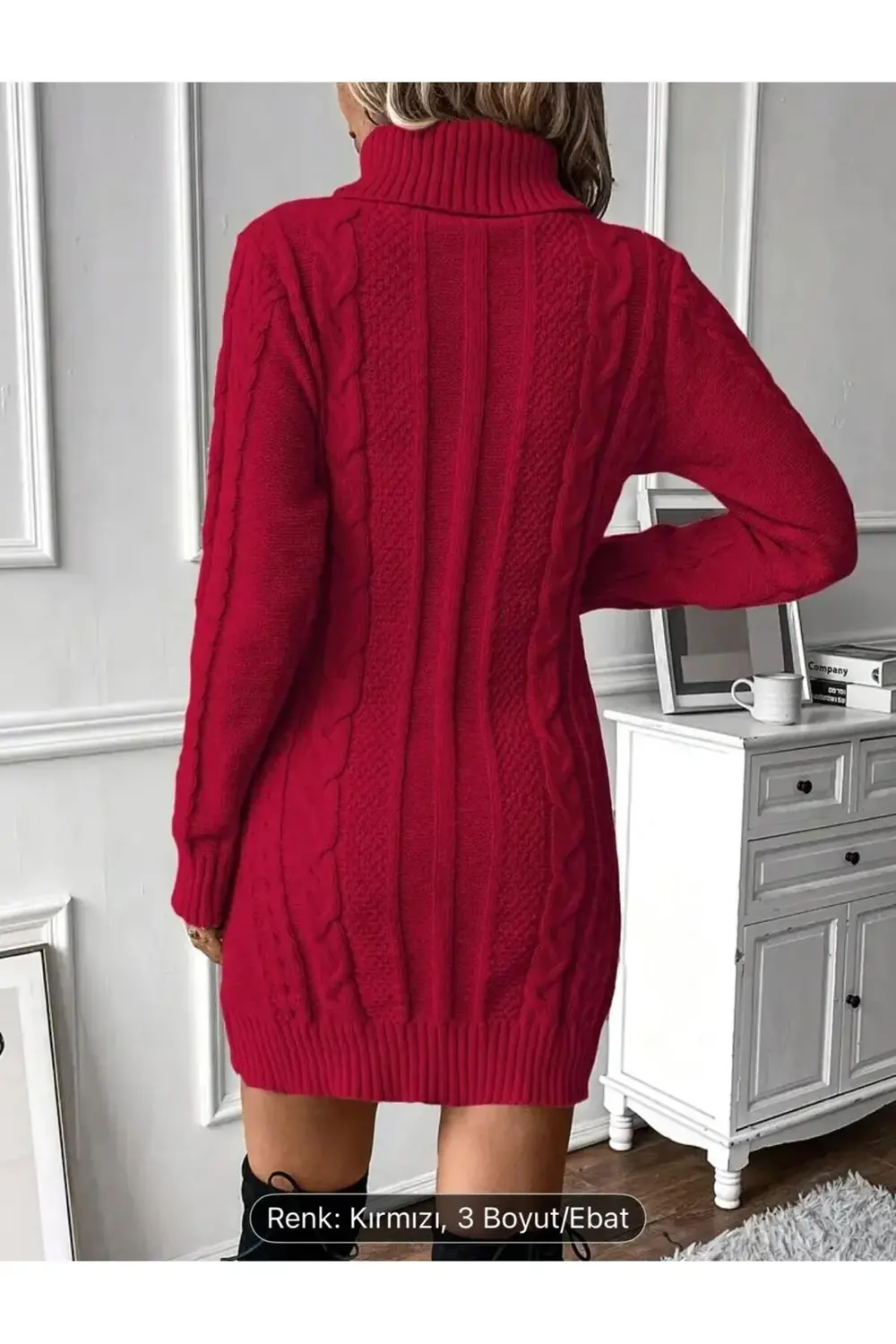 DGN'S BOĞAZLI SAÇ ÖRGÜLÜ KADIN TRİKO ELBİSE