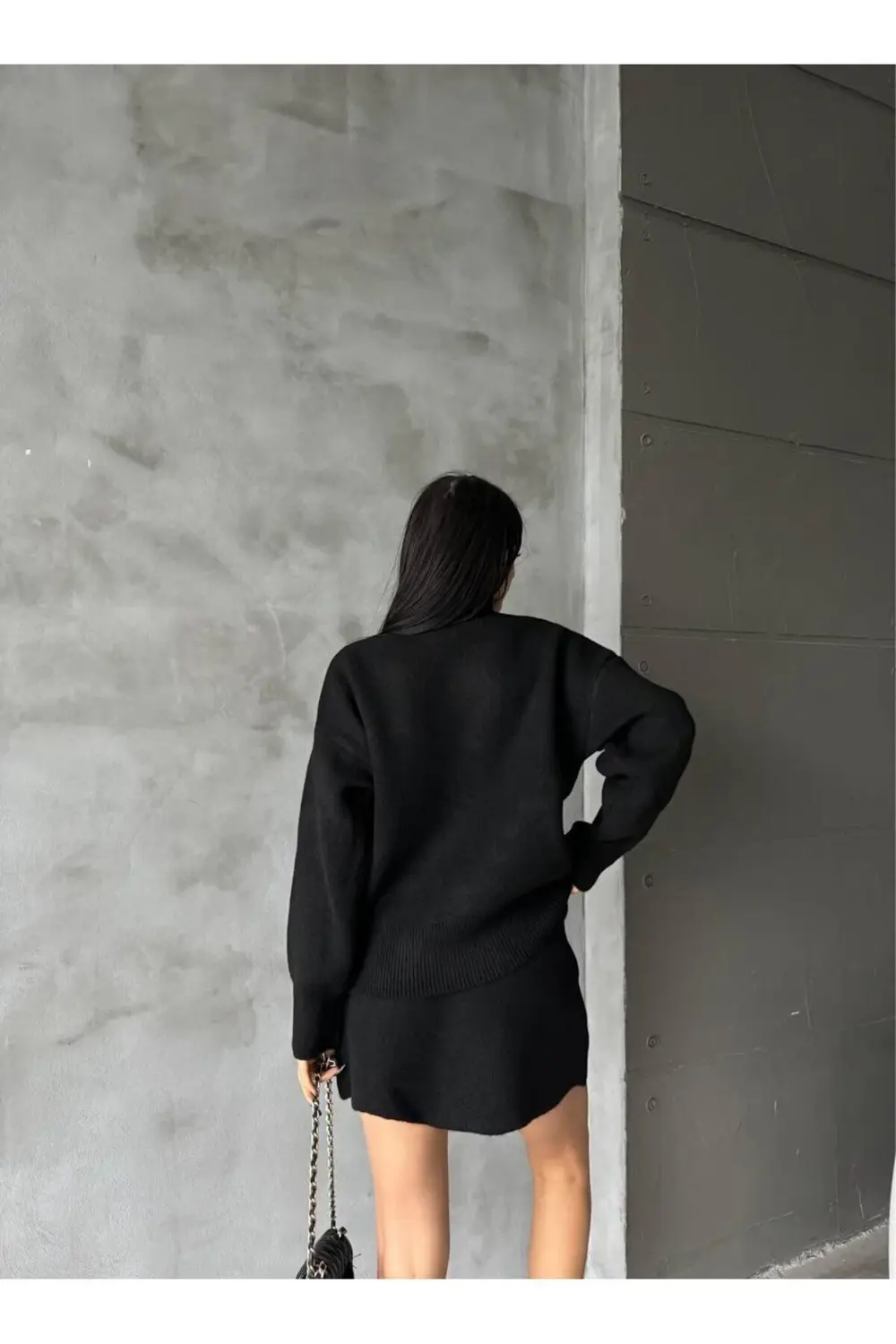 DGN'S DÜZ BASIC YUMUŞAK DOKULU 2'Lİ KAZAK-ETEK TAKIM