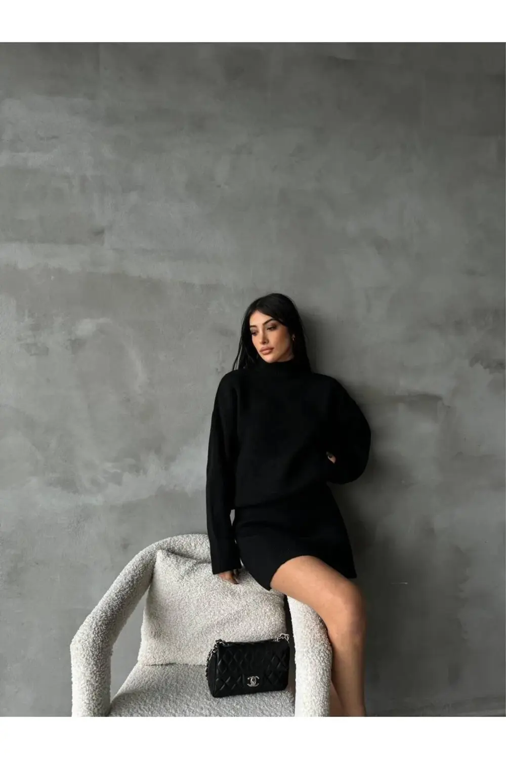 DGN'S DÜZ BASIC YUMUŞAK DOKULU 2'Lİ KAZAK-ETEK TAKIM