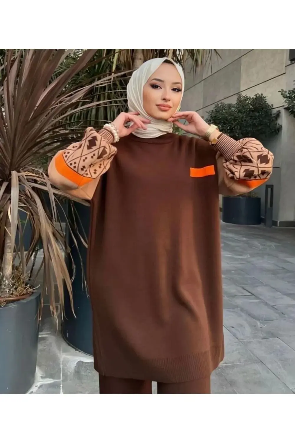 DGN'S ETNİK DESEN BALON KOL KADIN TRİKO TAKIM