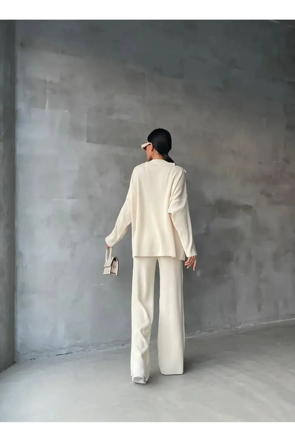 DGN'S FERMUAR DETAYLI FİTİLLİ 2'Lİ OVERSİZE KAZAK-PANTOLON TAKIM