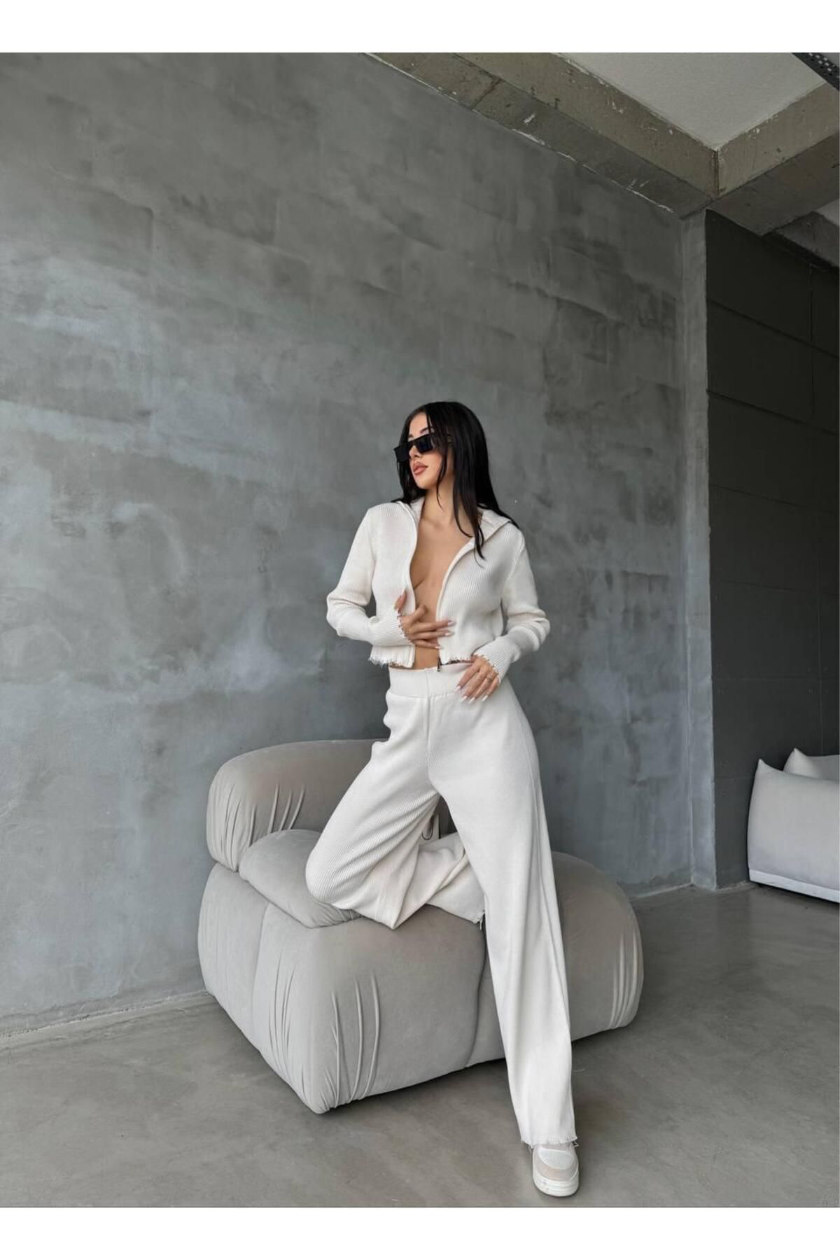 Nzl Tekstil Dgn's Fermuarli 2'Li Hirka-Pantolon Takim