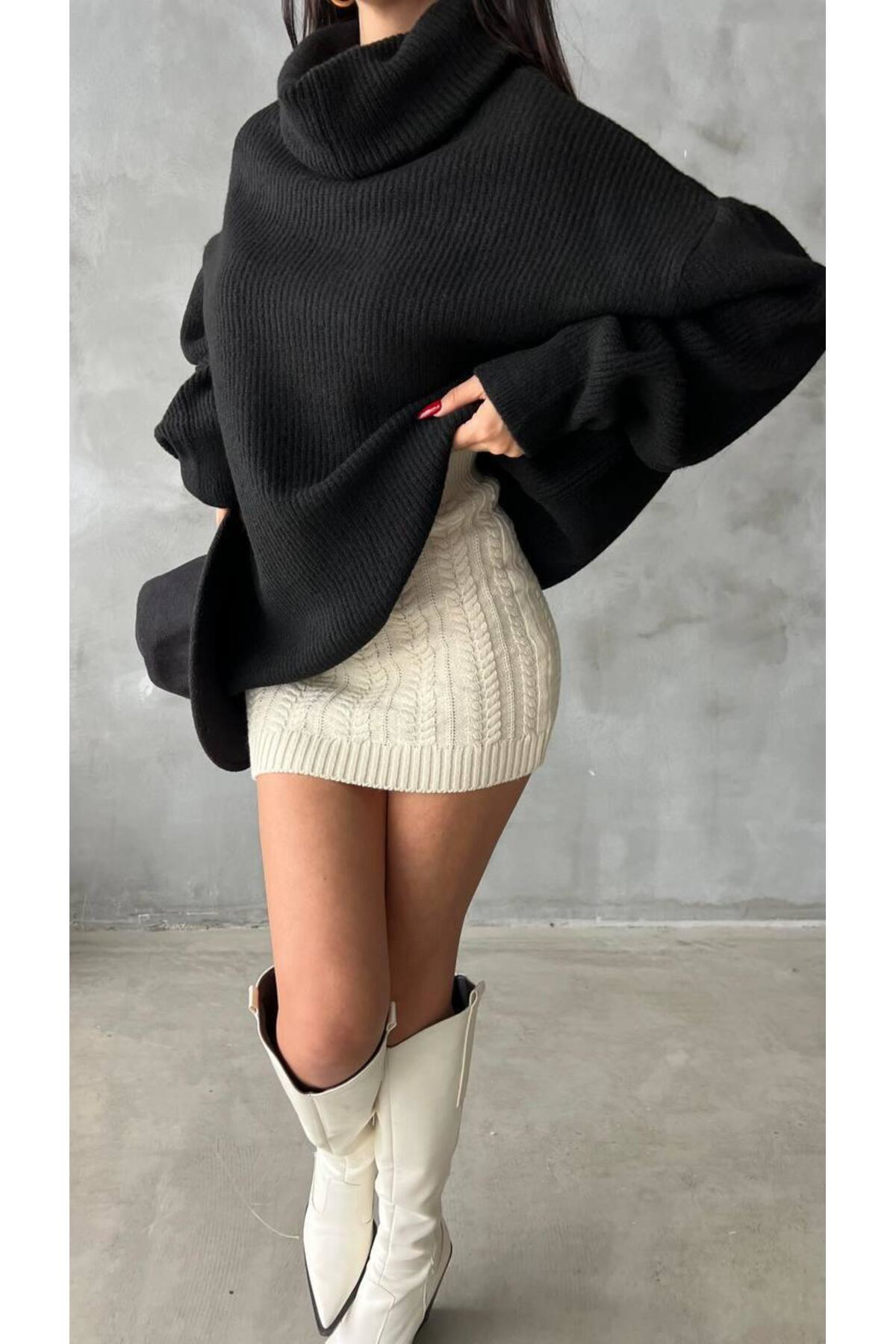 Nzl Tekstil Dgn's Kadin Boğazli Oversize Triko Kazak